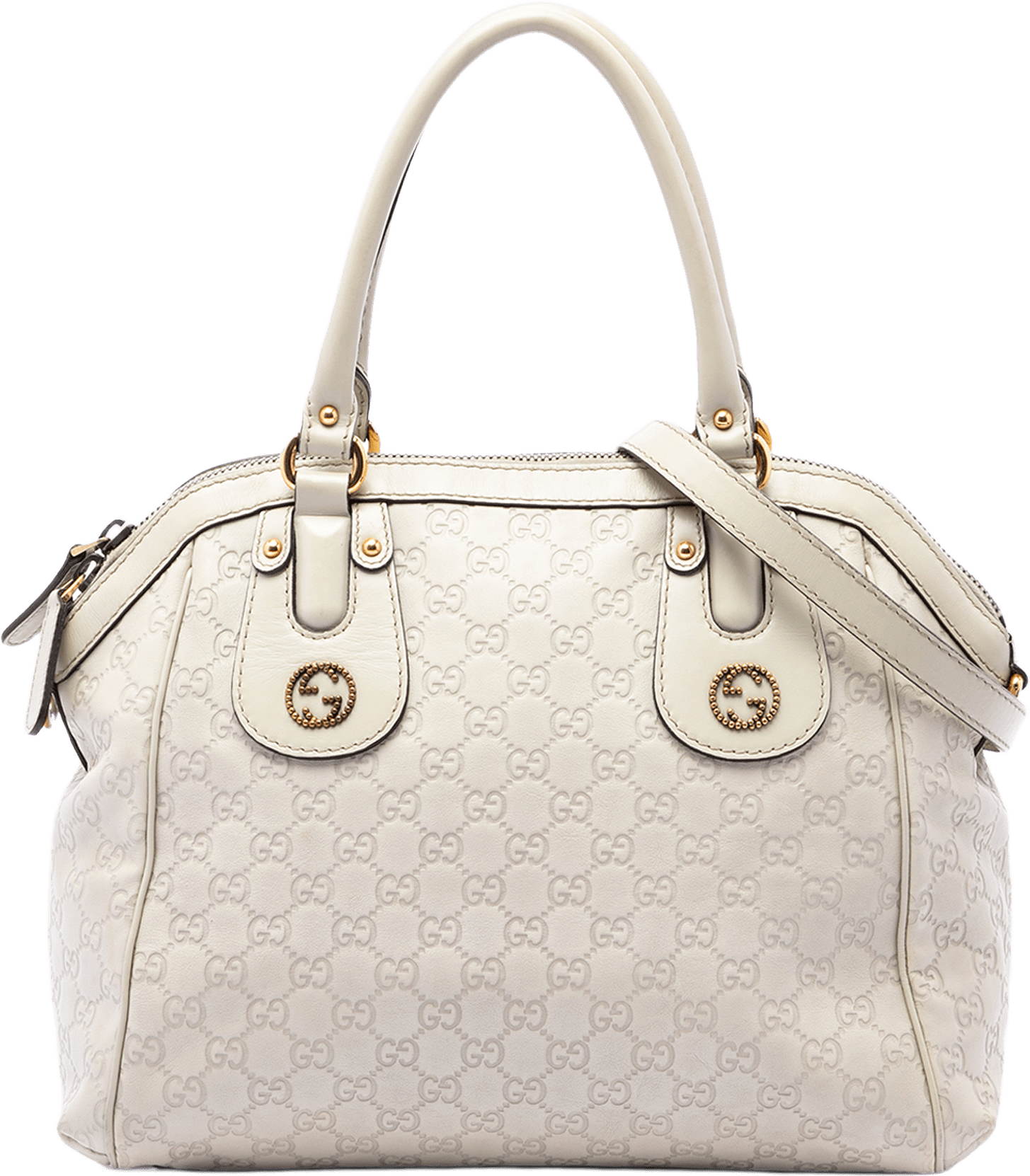 Gucci Medium Guccissima Scarlett Satchel, från Luxclusif, i färgen vit.