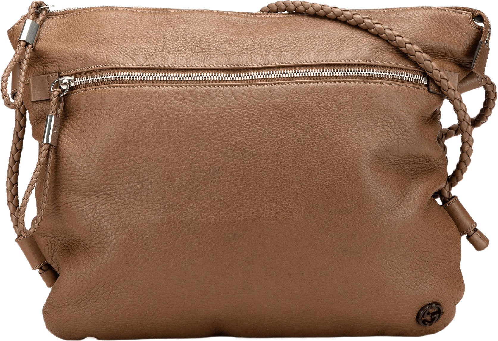 Gucci Medium Leather Interlocking G Braided Strap Crossbody, från Luxclusif, i färgen brown.