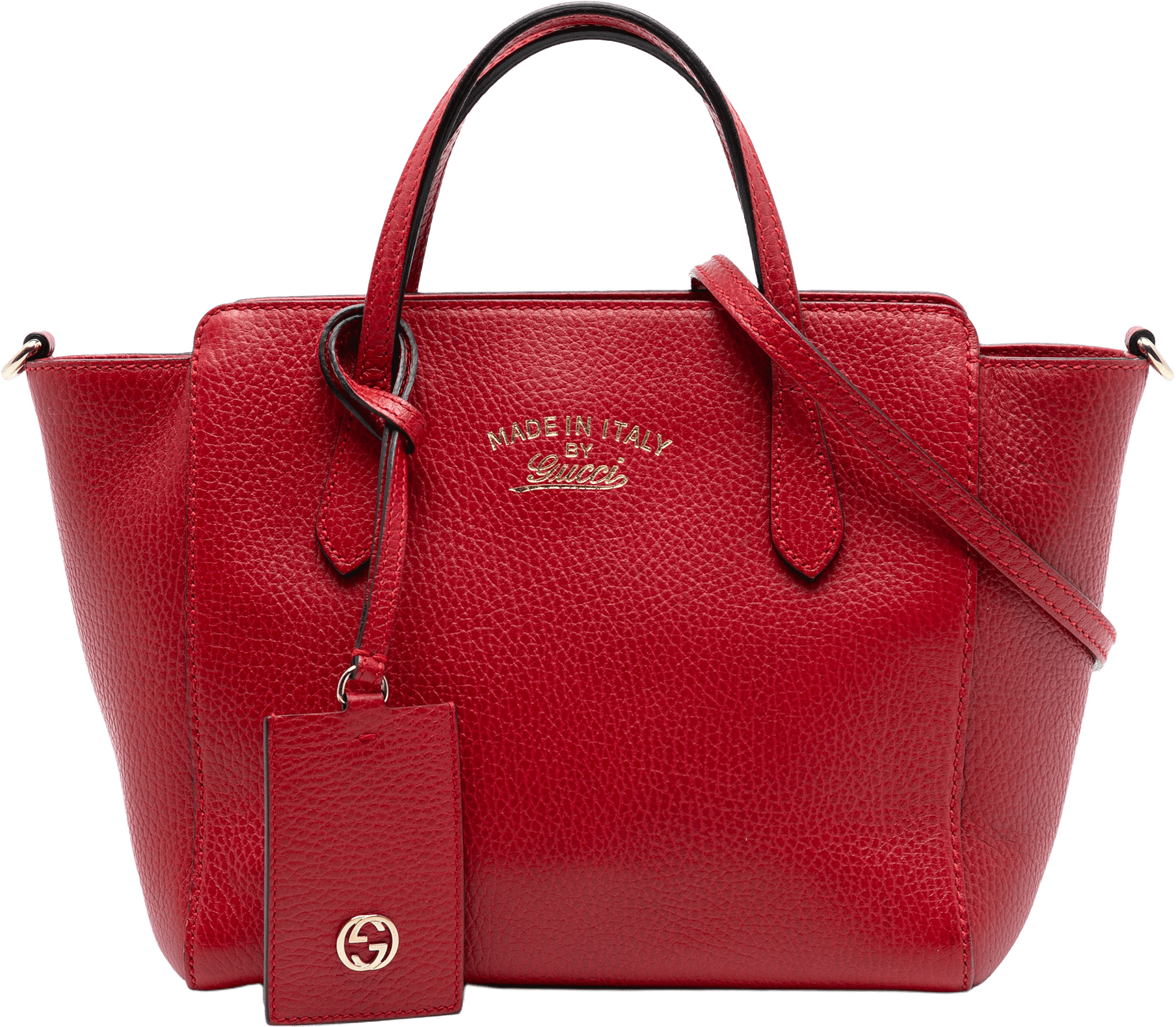 Gucci Mini Leather Swing Satchel, från Luxclusif, i färgen red.