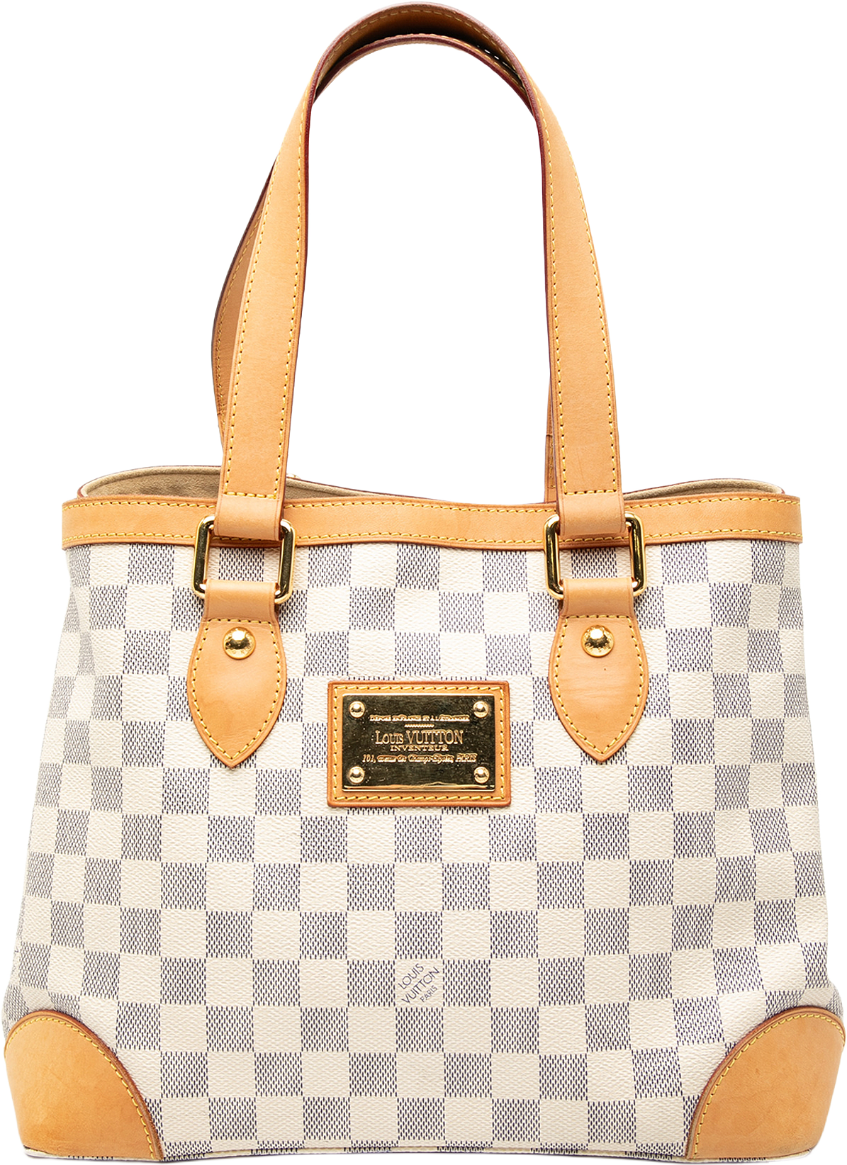 Louis Vuitton Damier Azur Hampstead Pm, från Luxclusif, i färgen white.