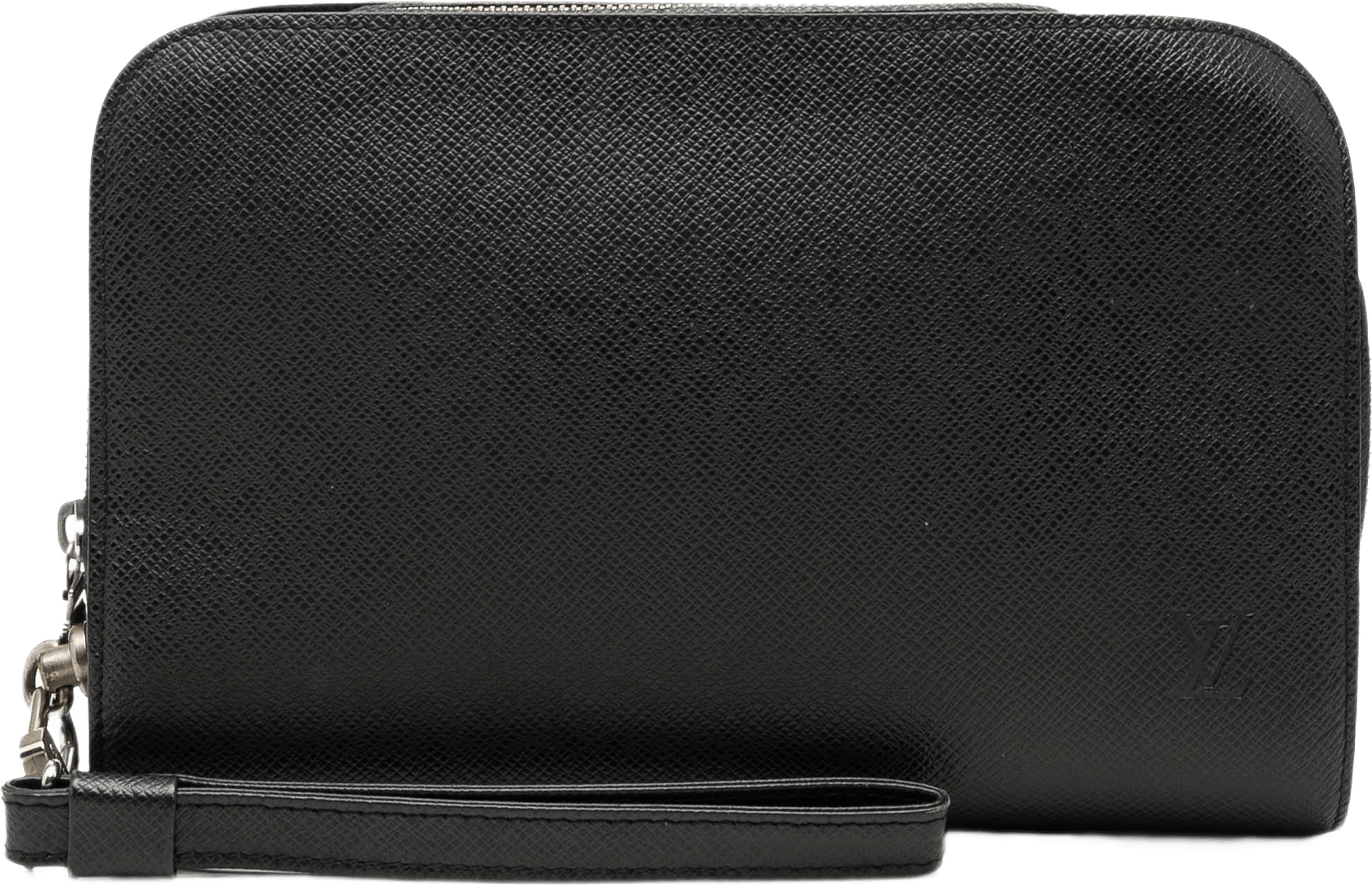 Louis Vuitton Taiga Pochette Baikal, från Luxclusif, i färgen svart.