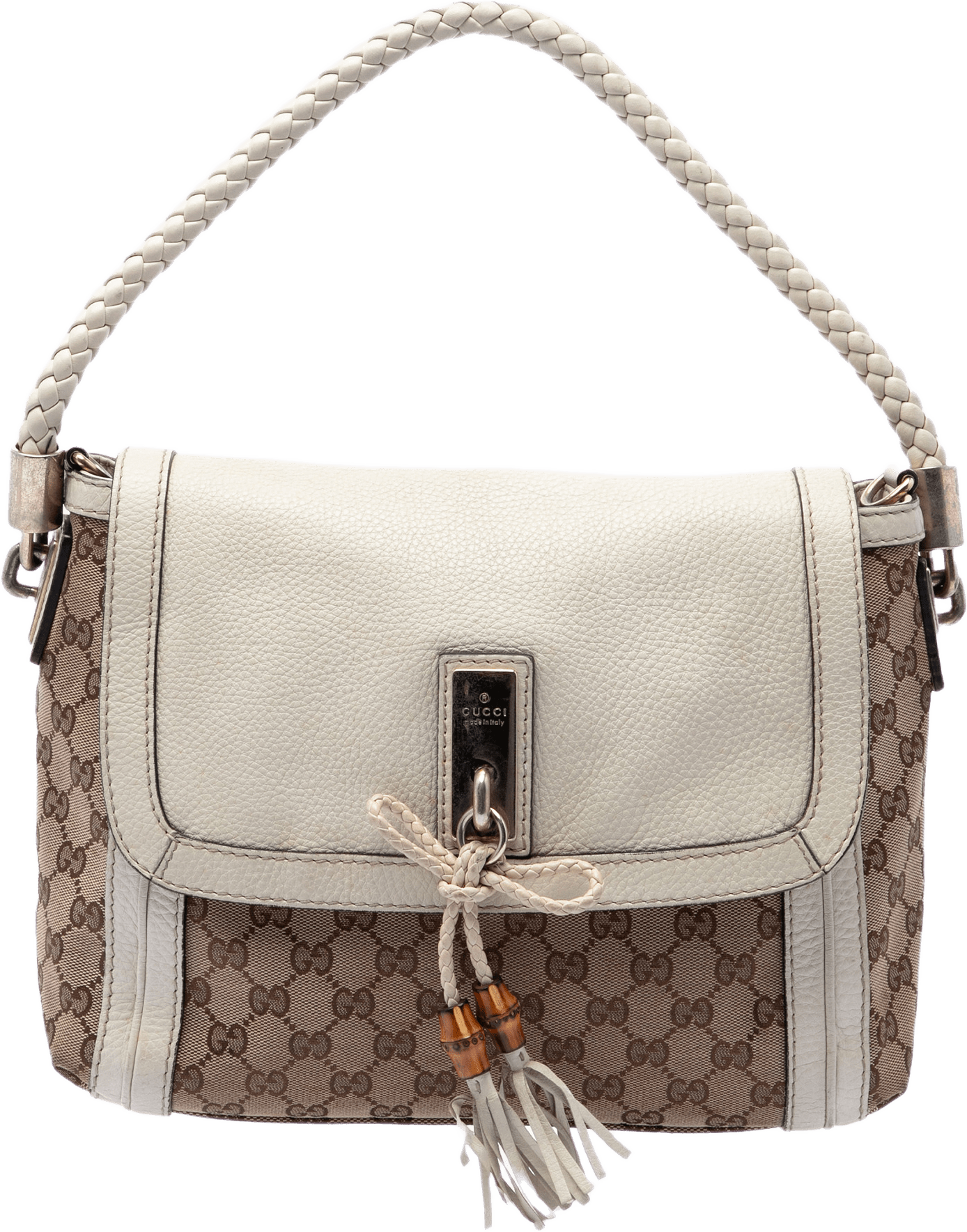 Gucci Gg Canvas Bella Flap Satchel, från Luxclusif, i färgen beige.
