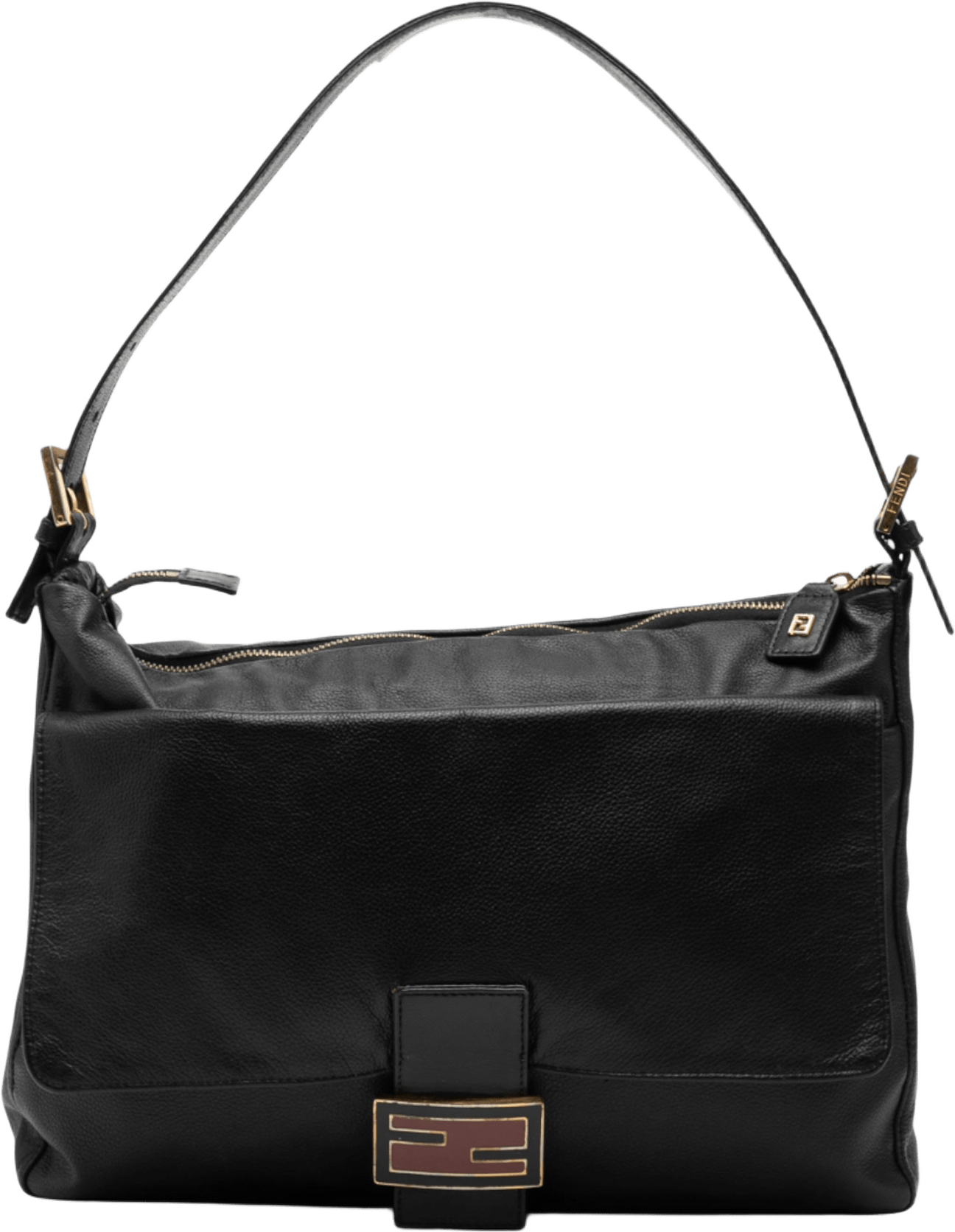 Fendi Leather Shoulder Bag, från Luxclusif, i färgen black.