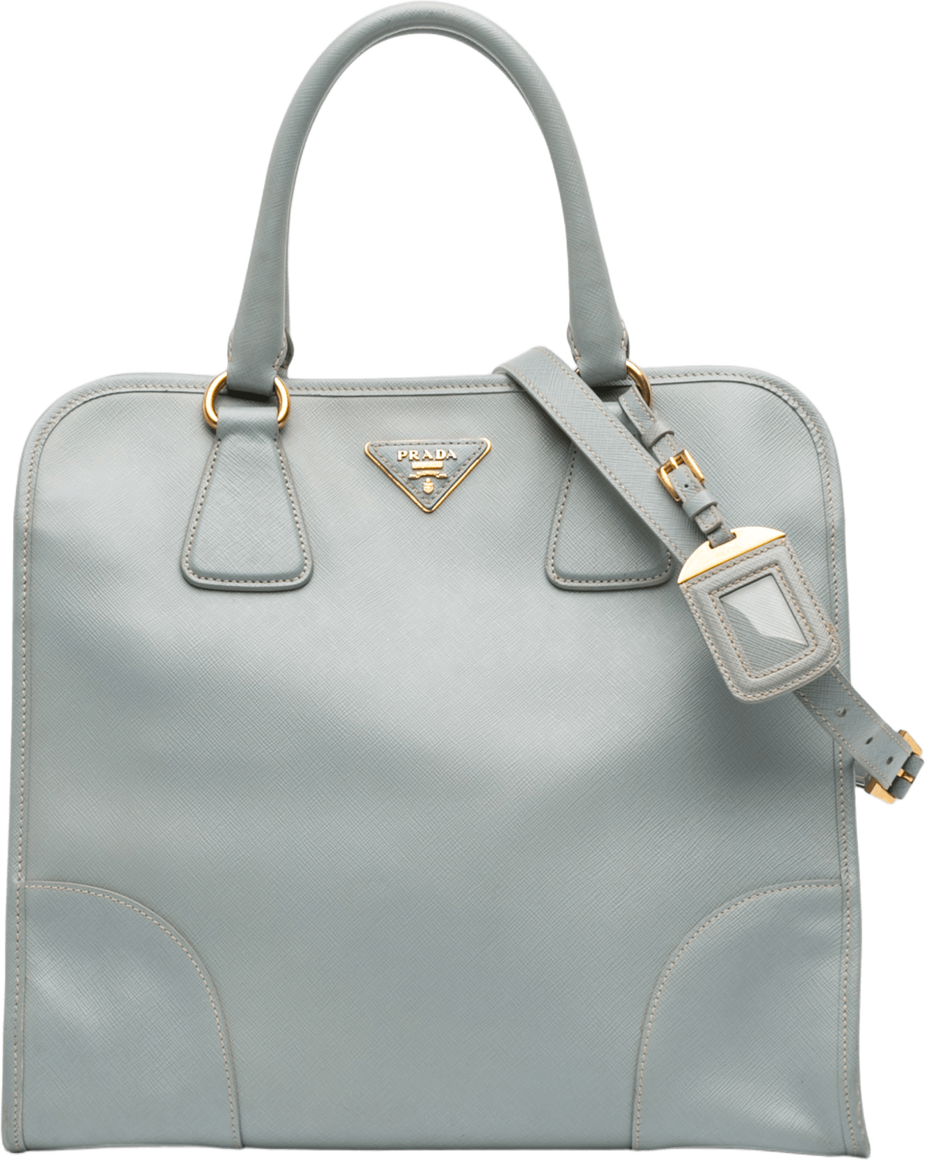 Prada Saffiano Lux Shopping Tote, från Luxclusif, i färgen light blue.