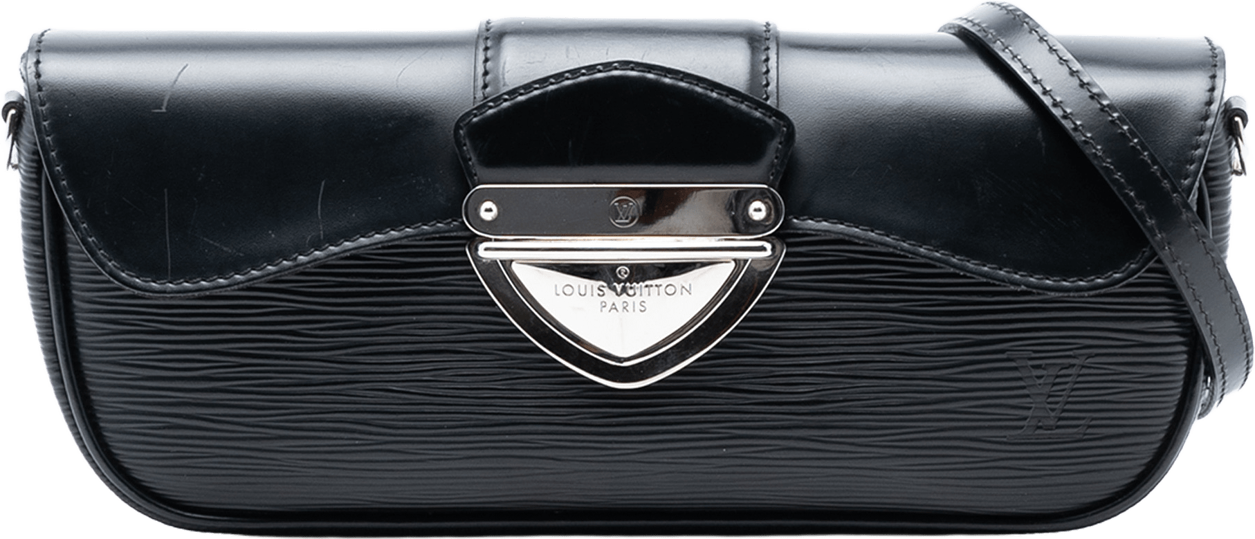 Louis Vuitton Epi Pochette Montaigne, från Luxclusif, i färgen black.