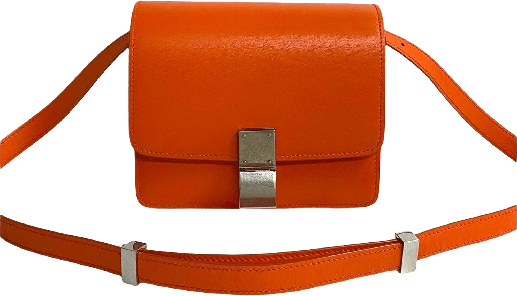 Celine Small Calfskin Classic Box, från Luxclusif, i färgen dark orange.