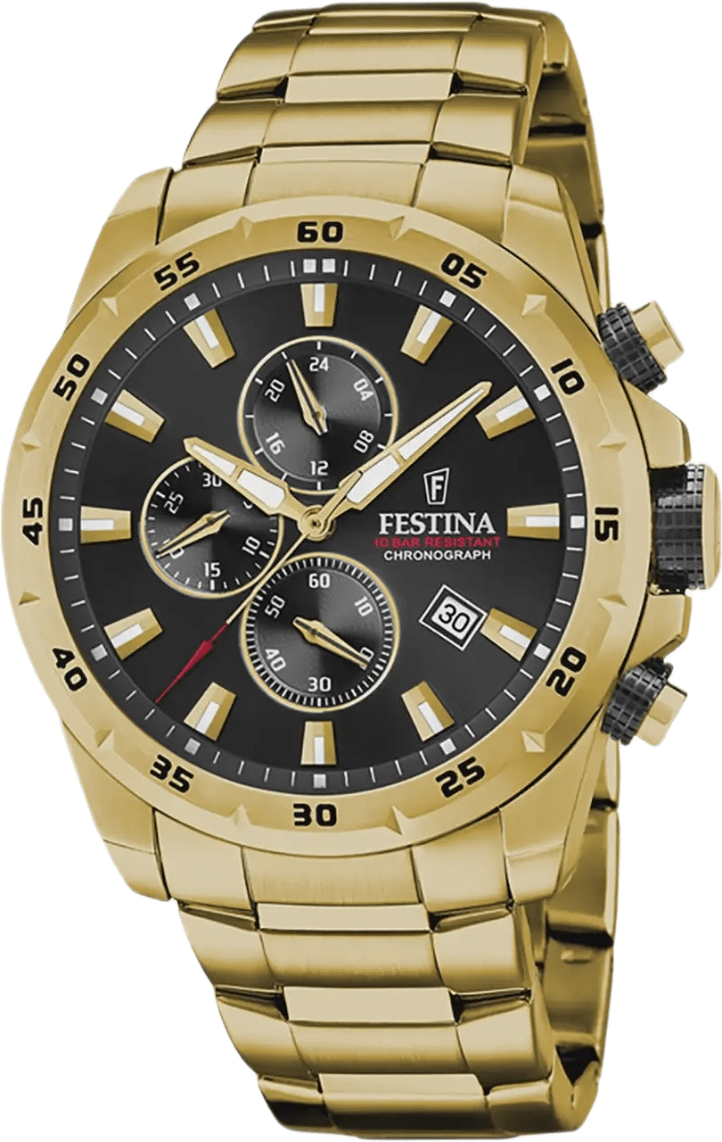 Festina Chrono Bike Herrklocka Svart/guld, Metallband - F20541/4, från Festina, i färgen gold.