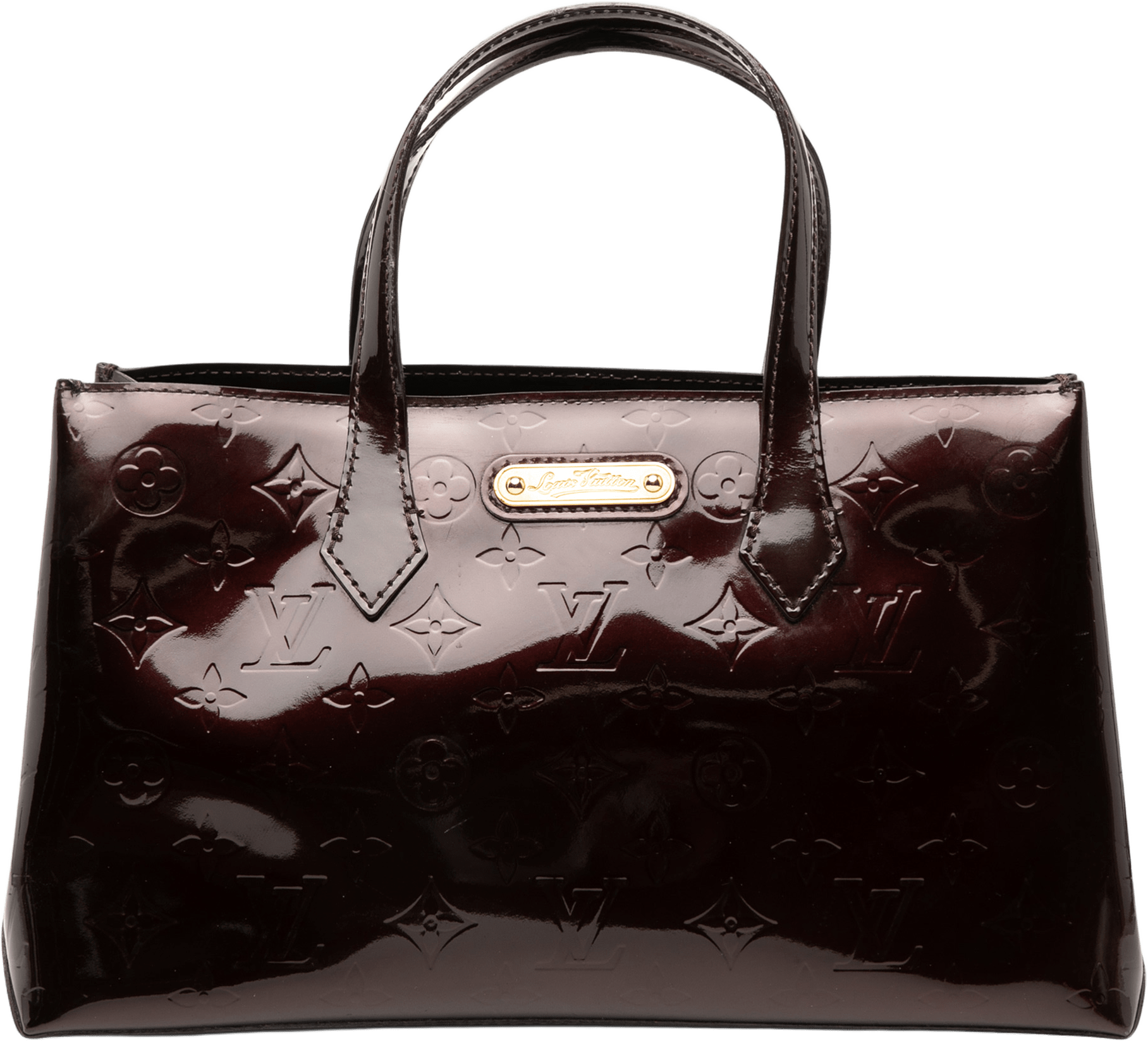 Louis Vuitton Monogram Vernis Wilshire Pm, från Luxclusif, i färgen purple.