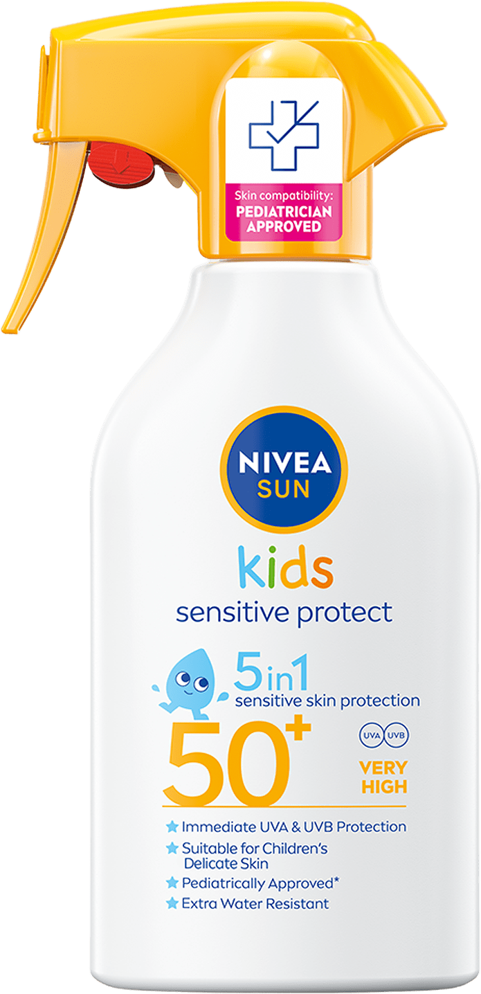 Solkräm barn Kids Sensitive Protect & Play Sun Trigger Spray SPF50+, från NIVEA.
