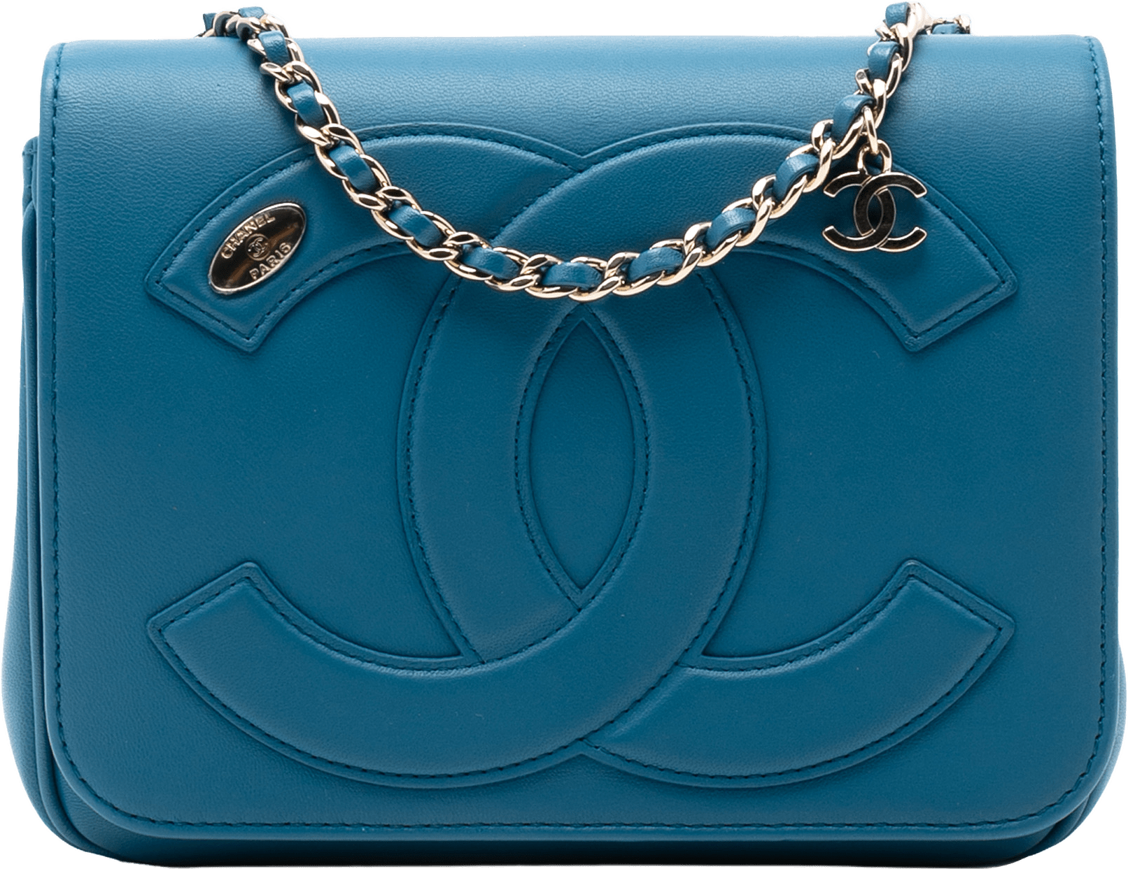 Chanel Lambskin Cc Mania Flap, från Luxclusif, i färgen blue.