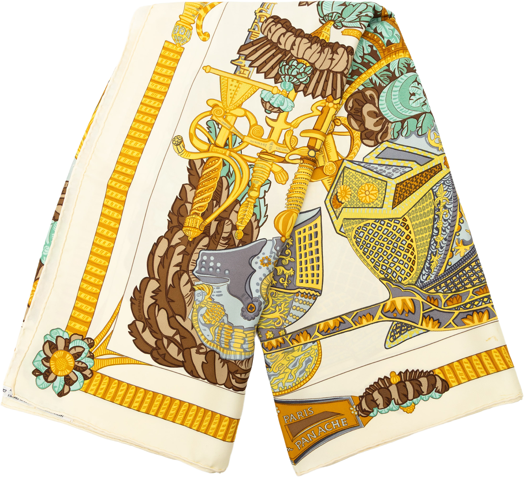 Hermès Armets En Panache Silk Scarf, från Luxclusif, i färgen light beige.