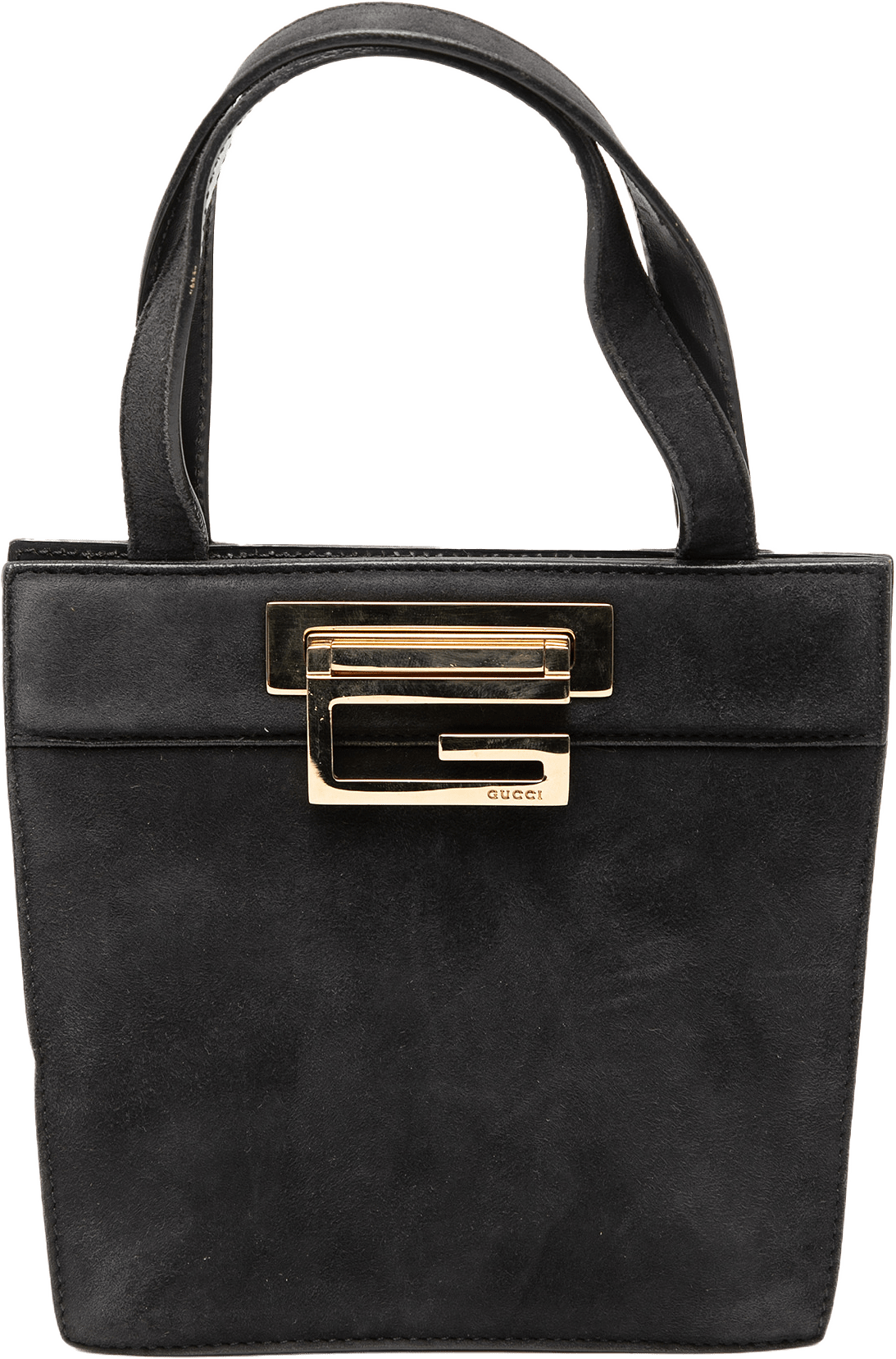 Gucci G Suede Handbag, från Luxclusif, i färgen black.