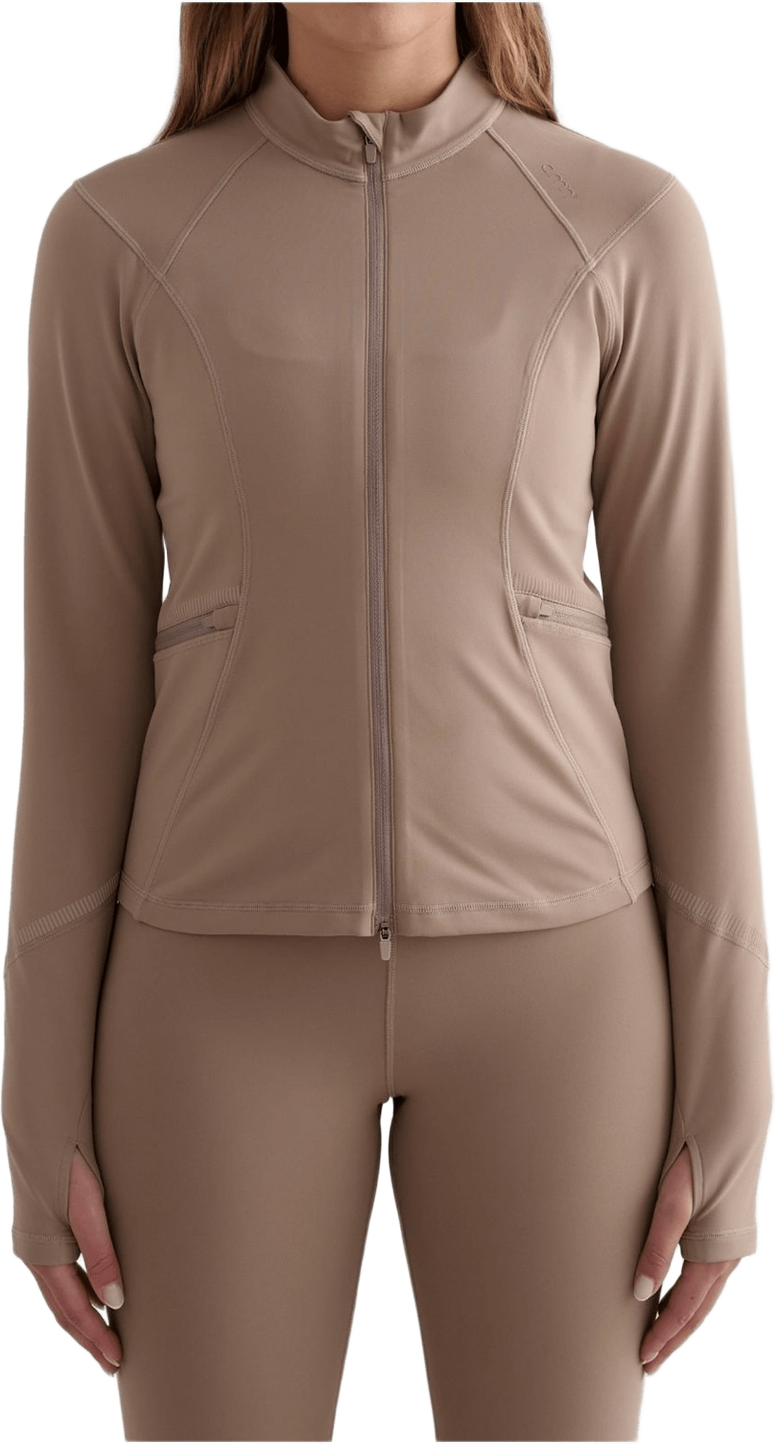 Reflective Warming Zip Jacket, från aim'n, i färgen espresso.