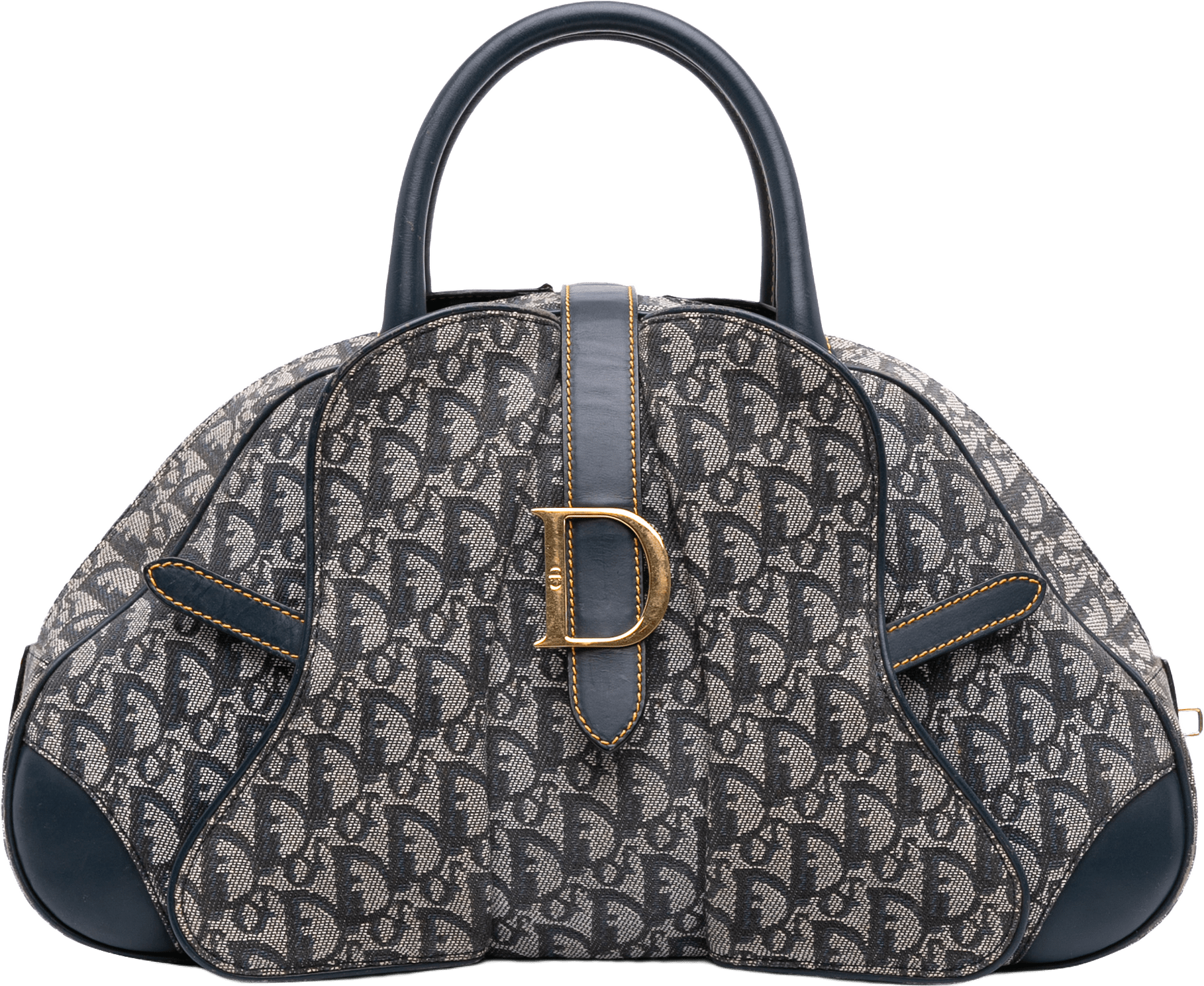 Dior Diorissimo Trotter Canvas Double Saddle Bowler Bag, från Luxclusif, i färgen blue.