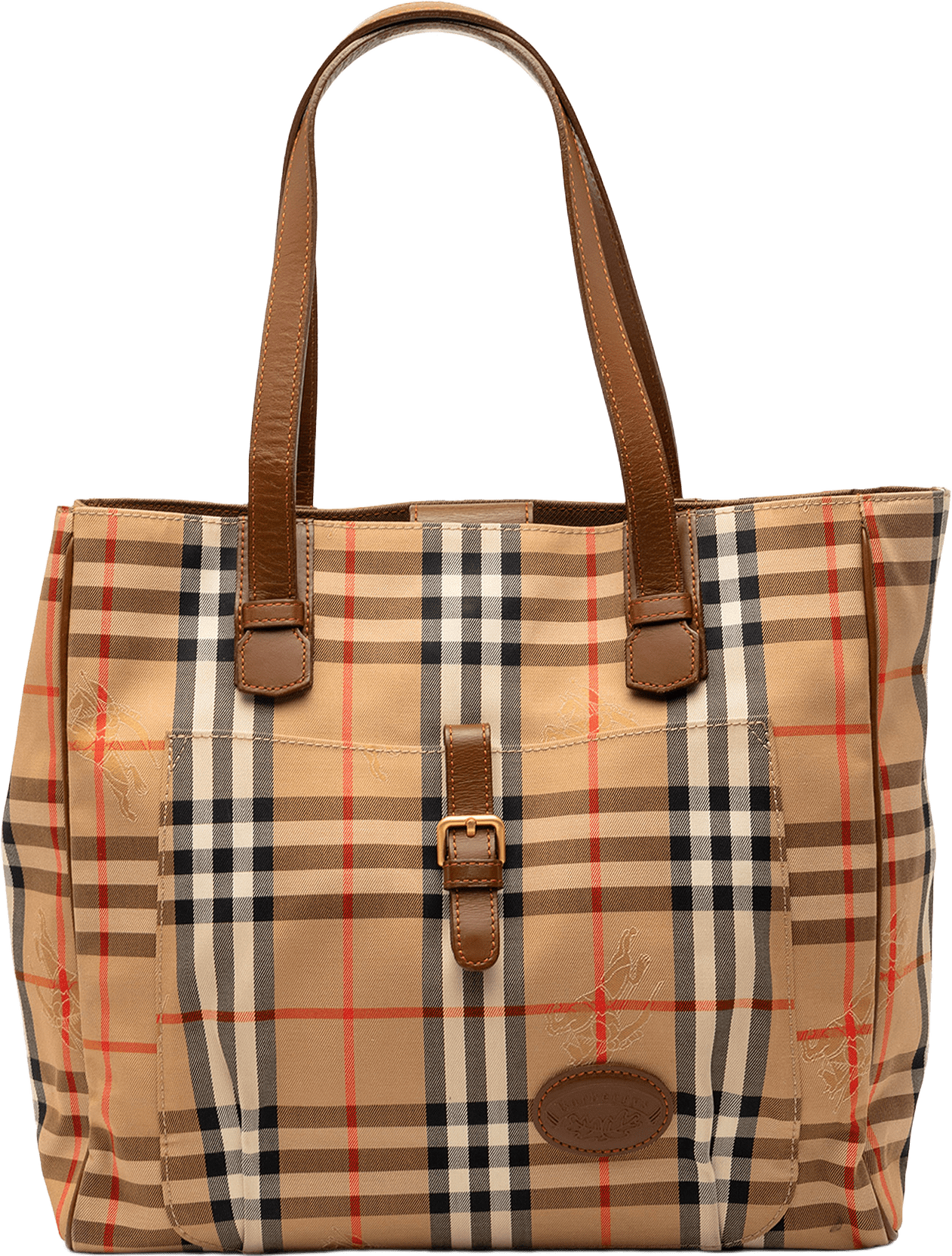 Burberry Haymarket Check Canvas Tote, från Luxclusif, i färgen beige.