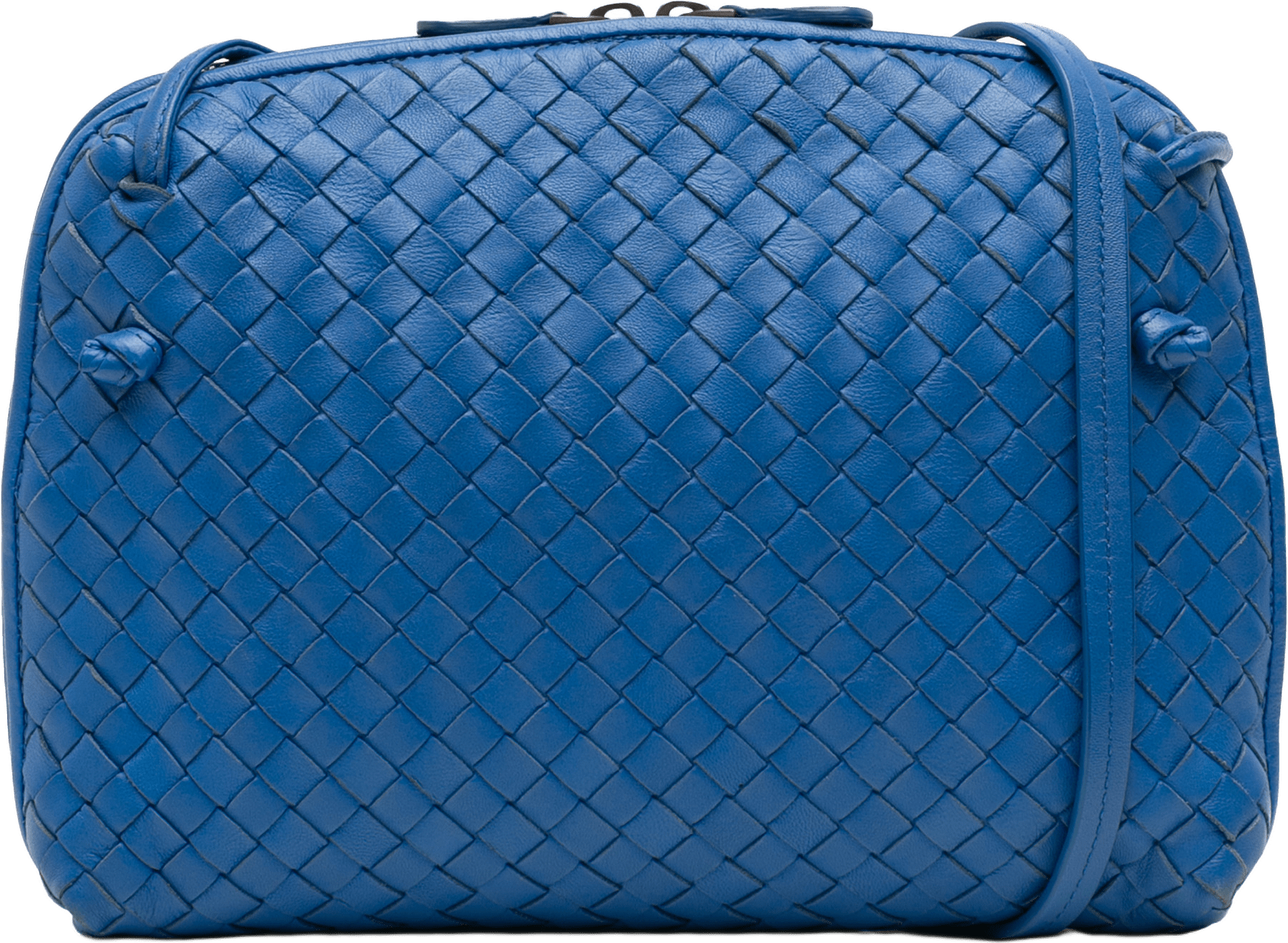 Bottega Veneta Nappa Intrecciato Nodini Crossbody, från Luxclusif, i färgen blue.