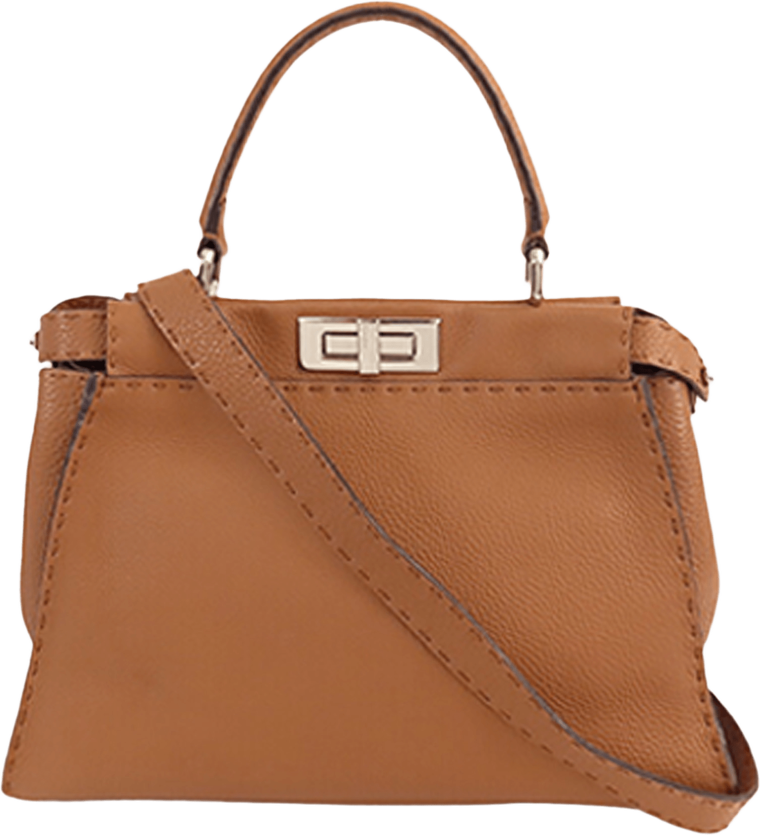 Fendi Medium Leather Selleria Peekaboo Iconic Satchel, från Luxclusif, i färgen brown.