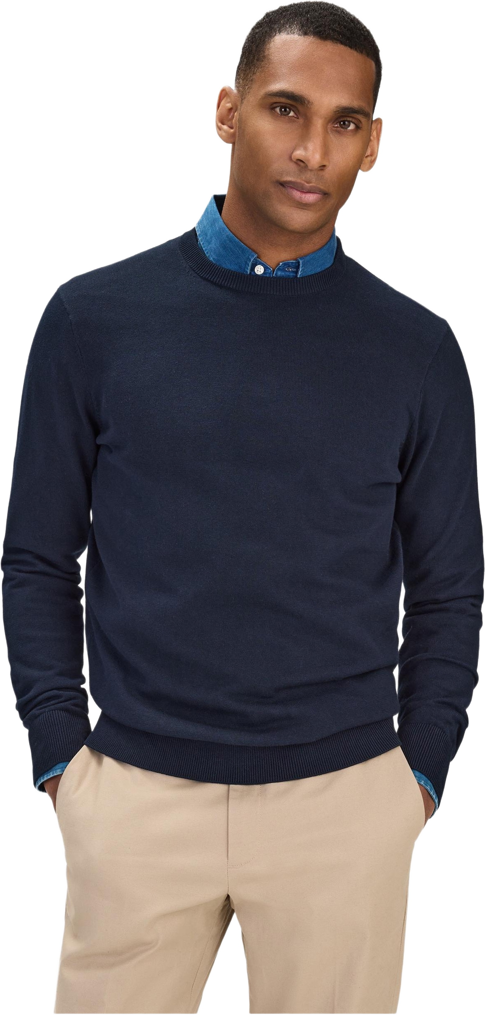 Cotton Crew Neck Sweater (sean), från John Henric, i färgen navy blue.