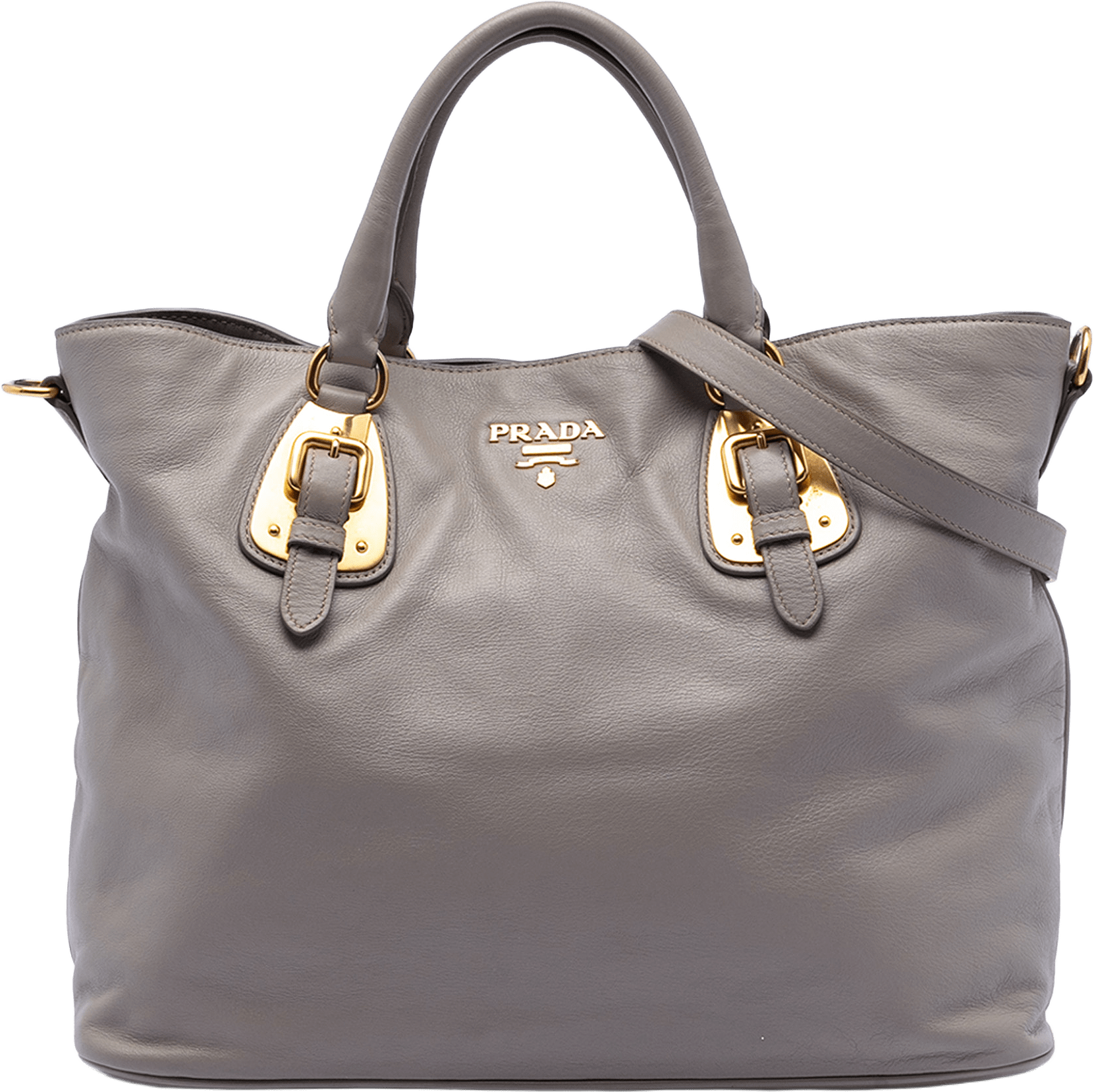 Prada Soft Calfskin Open Convertible Shopping Tote, från Luxclusif, i färgen gray.