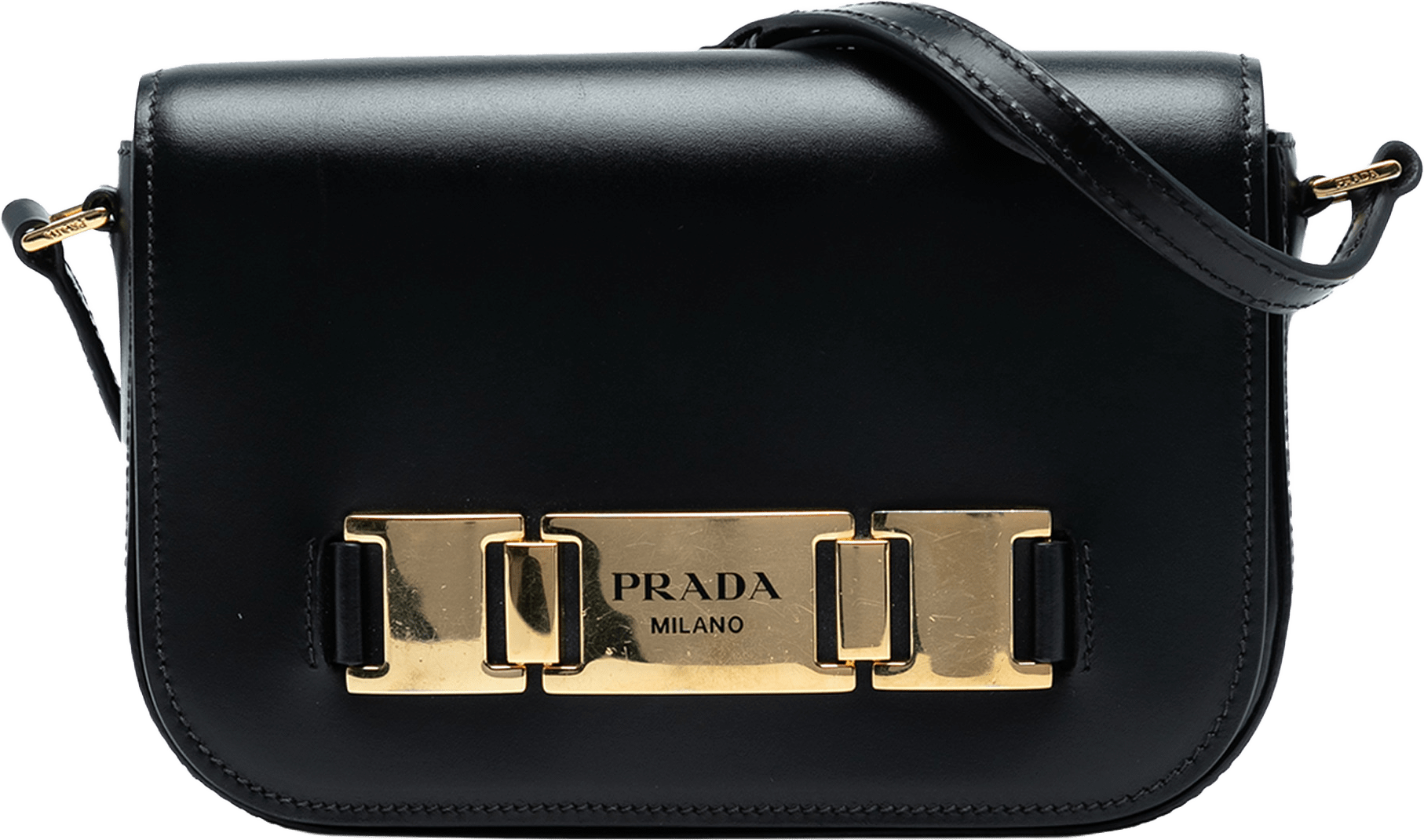 Prada City Calf Flap Crossbody, från Luxclusif, i färgen black.