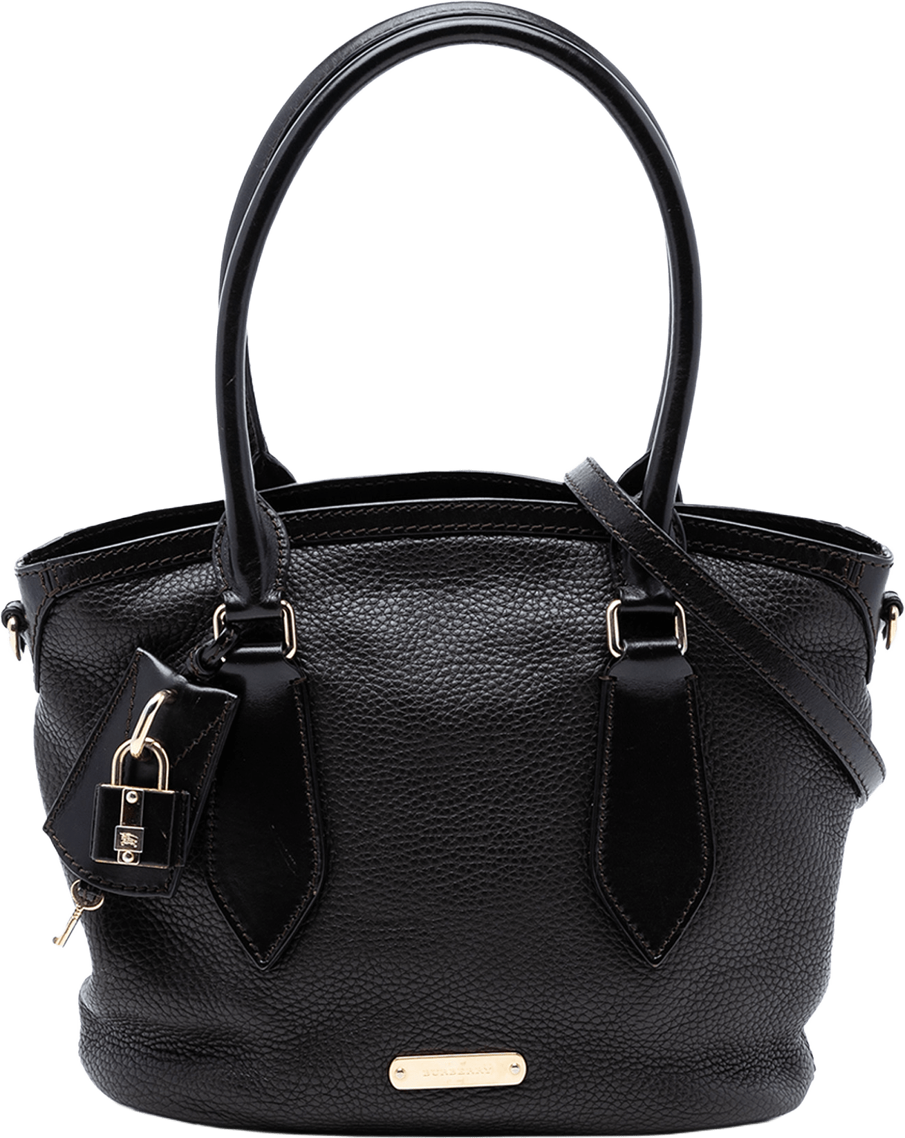Burberry Grainy Calfskin Satchel, från Luxclusif, i färgen black.
