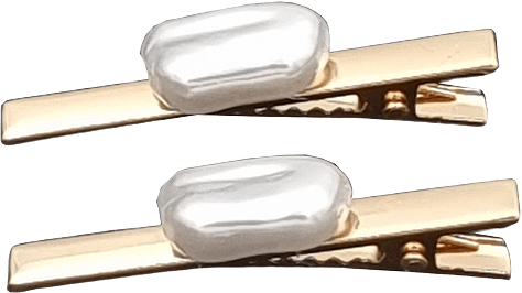 2 Pack Hårspänne Med Pärla, från Complement, i färgen white pearl.