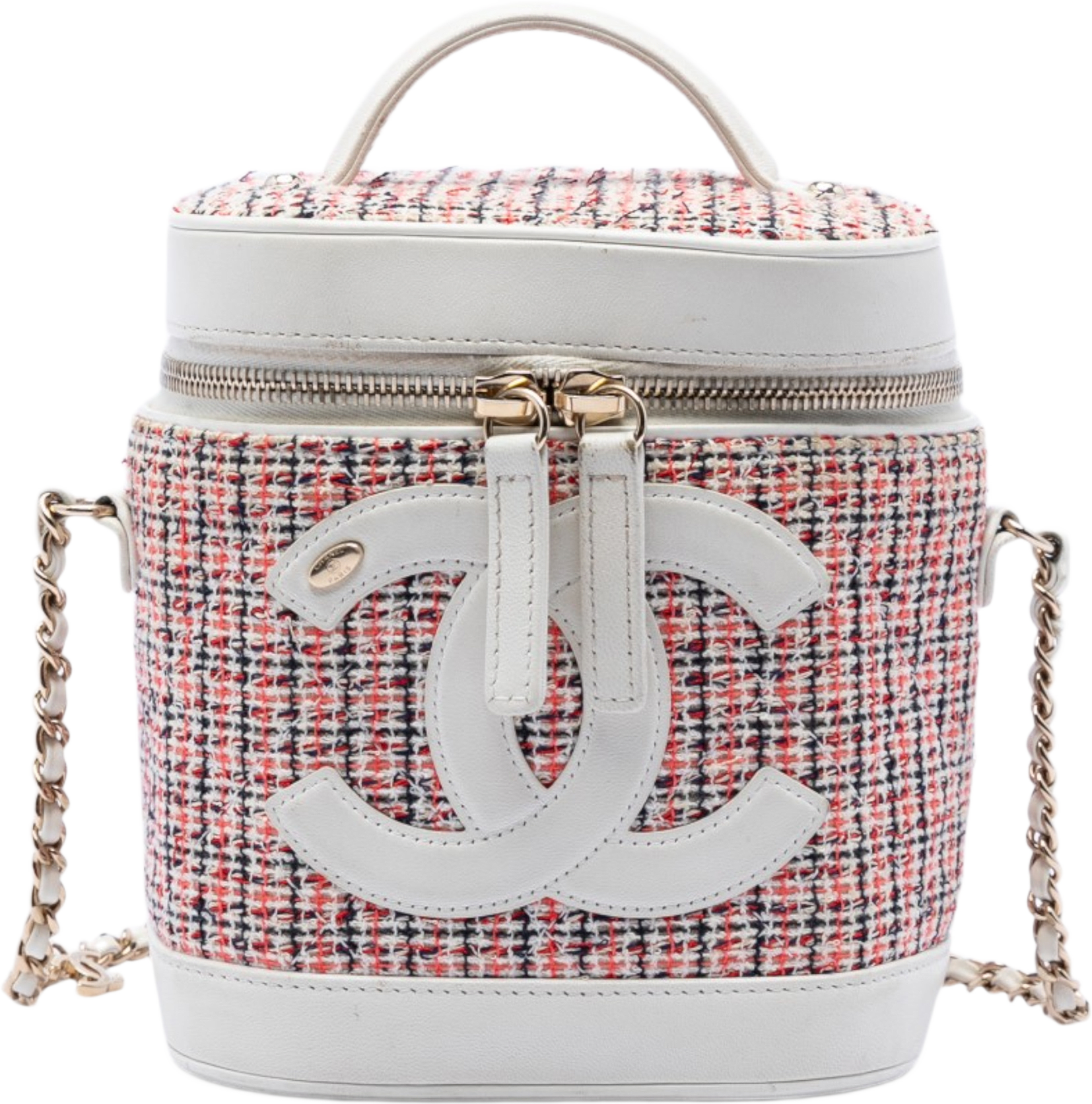 Chanel Tweed And Lambskin Vanity Cosmetic Case, från Luxclusif, i färgen white.