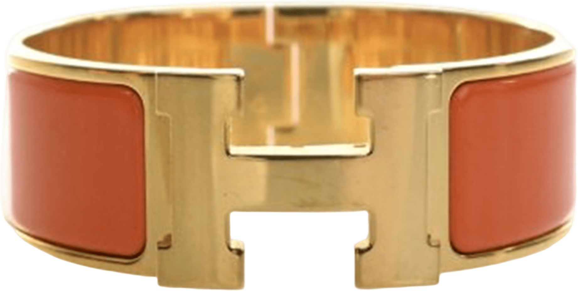 Hermès Enamel Clic Clac H Bracelet Pm, från Luxclusif, i färgen orange.