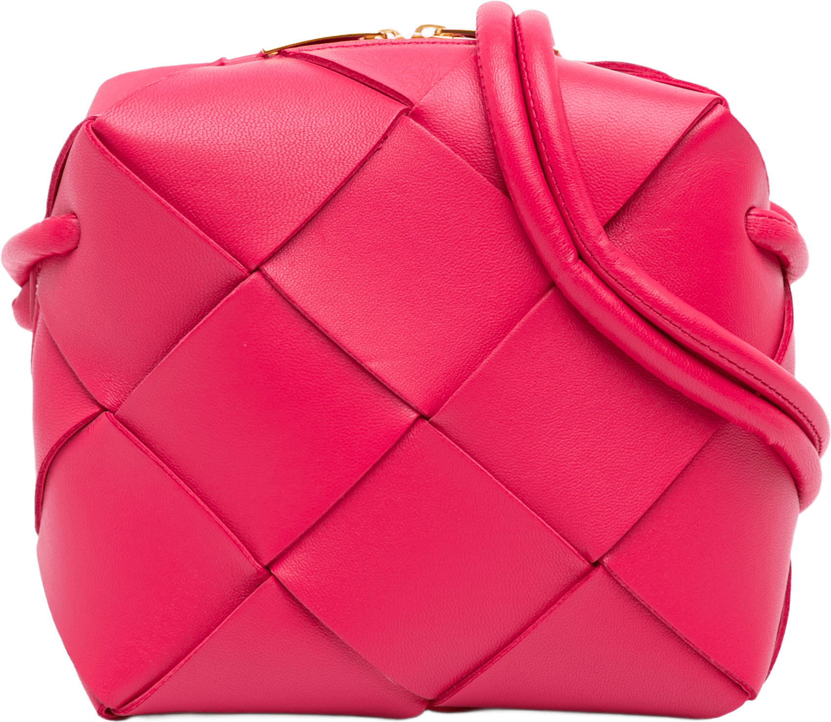 Bottega Veneta Mini Lambskin Intrecciato Cassette Camera Bag, från Luxclusif, i färgen rosa.