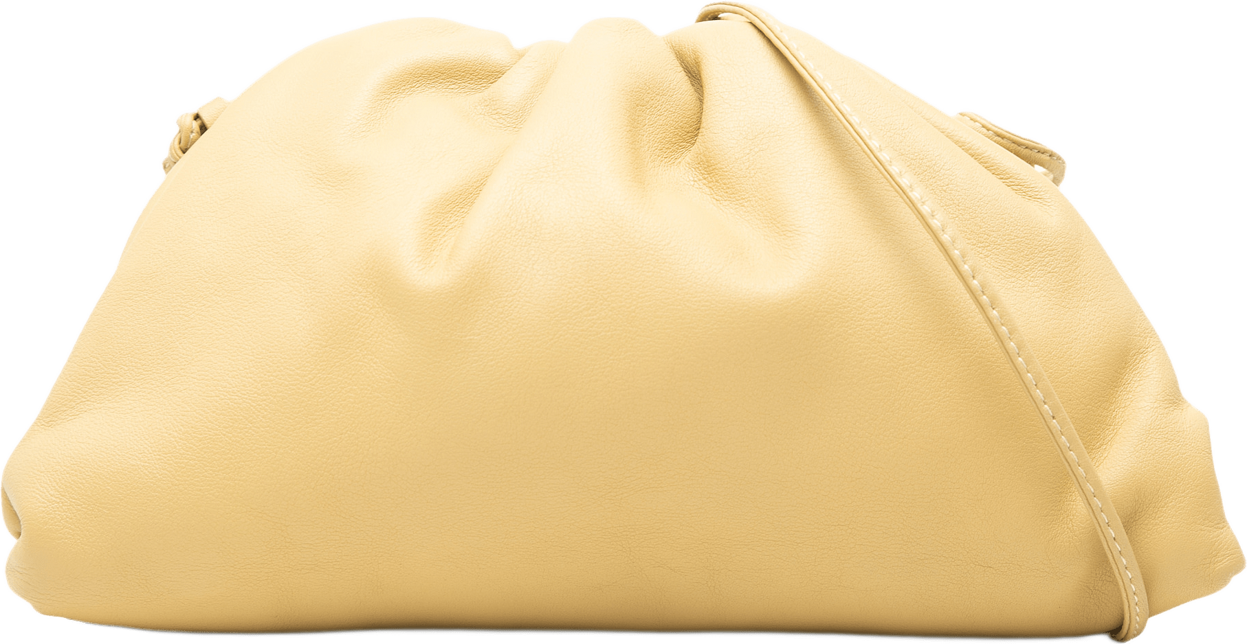 Bottega Veneta Lambskin The Mini Pouch Crossbody, från Luxclusif, i färgen gul.