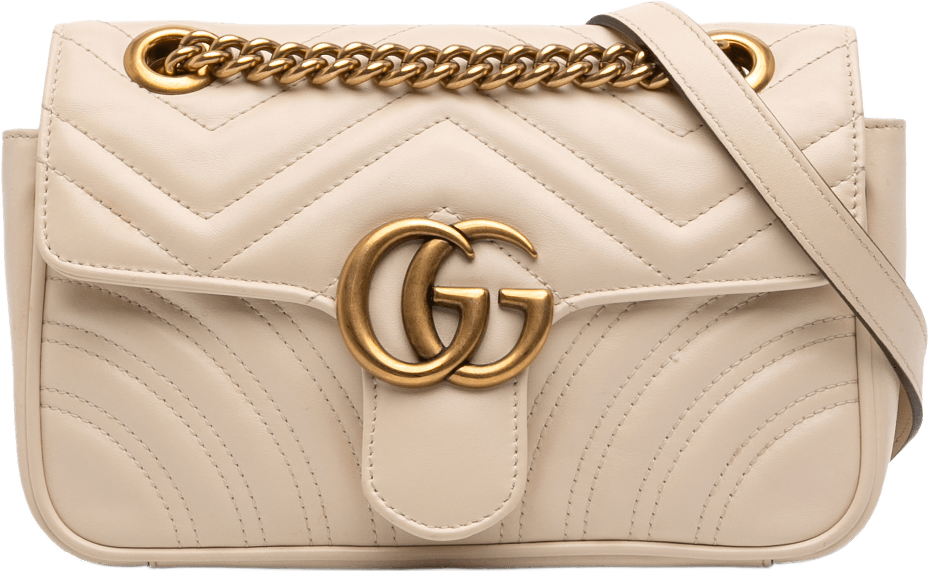 Gucci Small Gg Marmont Matelasse Calfskin Shoulder Bag, från Luxclusif, i färgen vit.