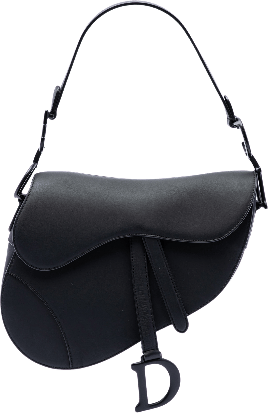 Dior Ultra Matte Calfskin Saddle Bag, från Luxclusif, i färgen svart.