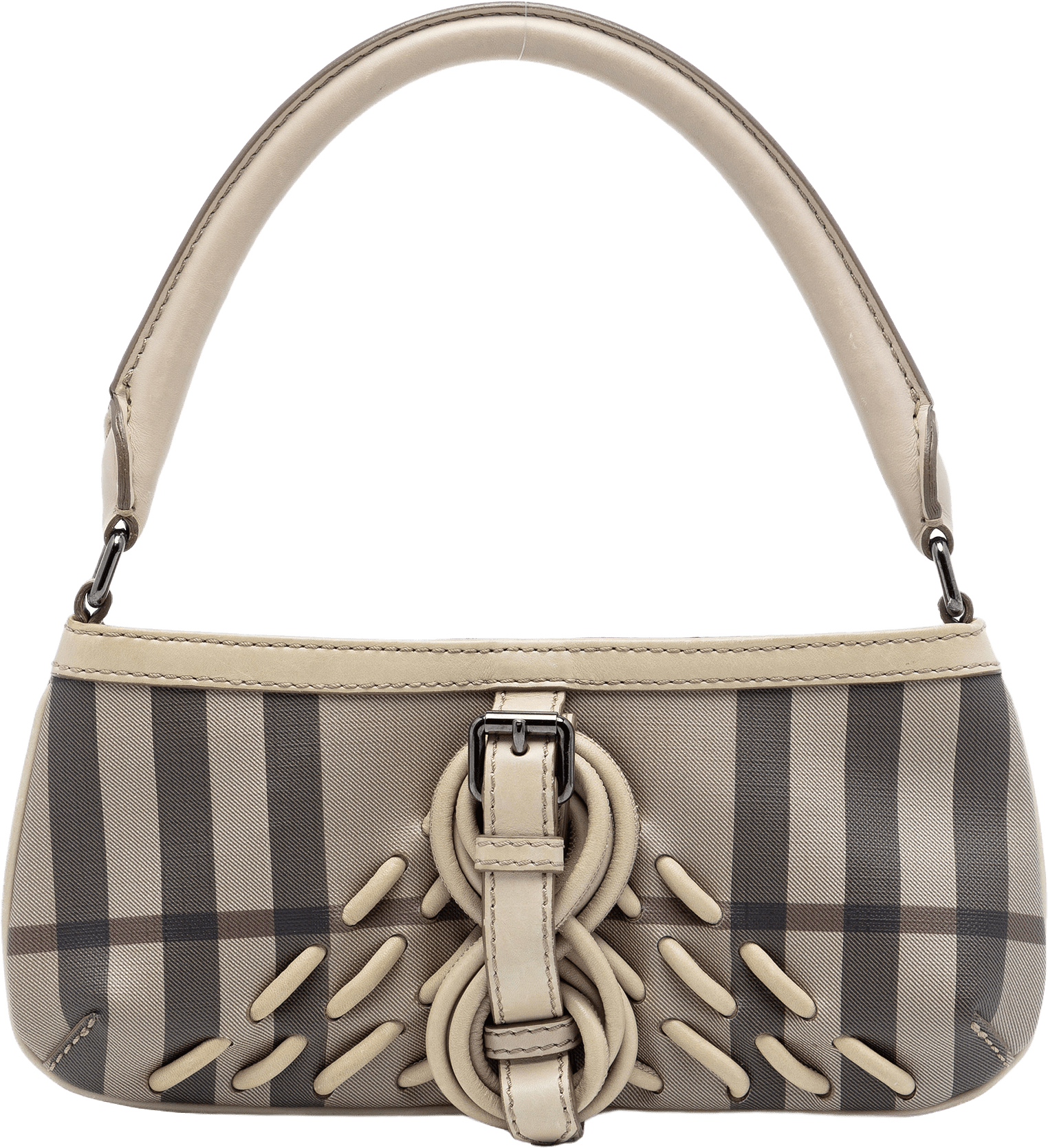 Burberry Smoke Check Coated Canvas Shoulder Bag, från Luxclusif, i färgen beige.