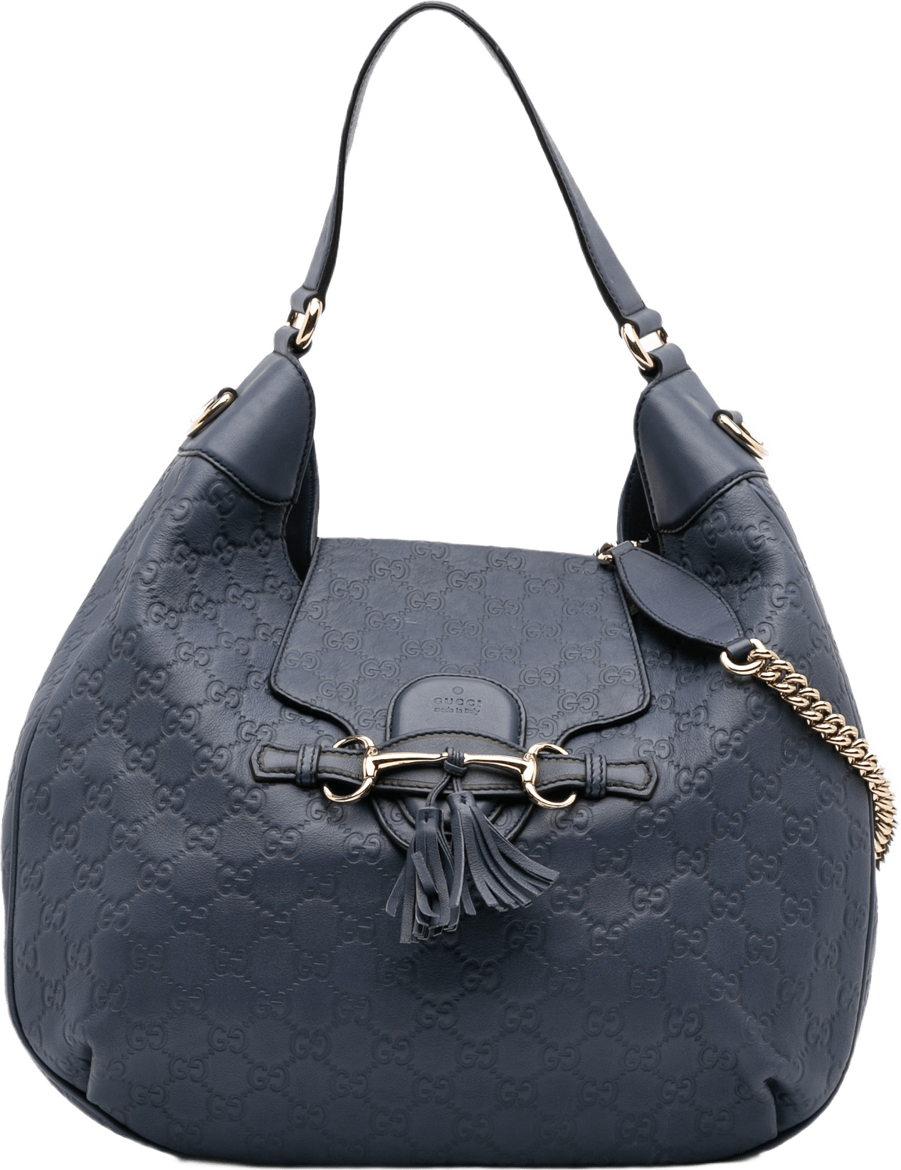 Gucci Medium Guccissima Emily Satchel, från Luxclusif, i färgen navy.