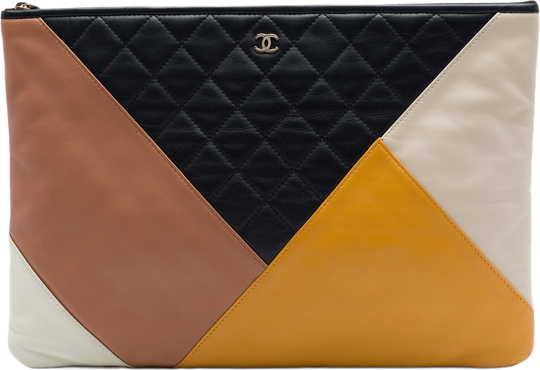 Chanel Large Quilted Lambskin Colorblock O Case, från Luxclusif, i färgen svart.