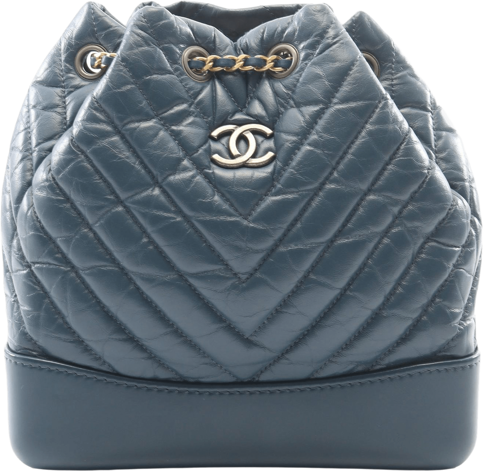 Chanel Small Aged Calfskin Gabrielle Backpack, från Luxclusif, i färgen blå.
