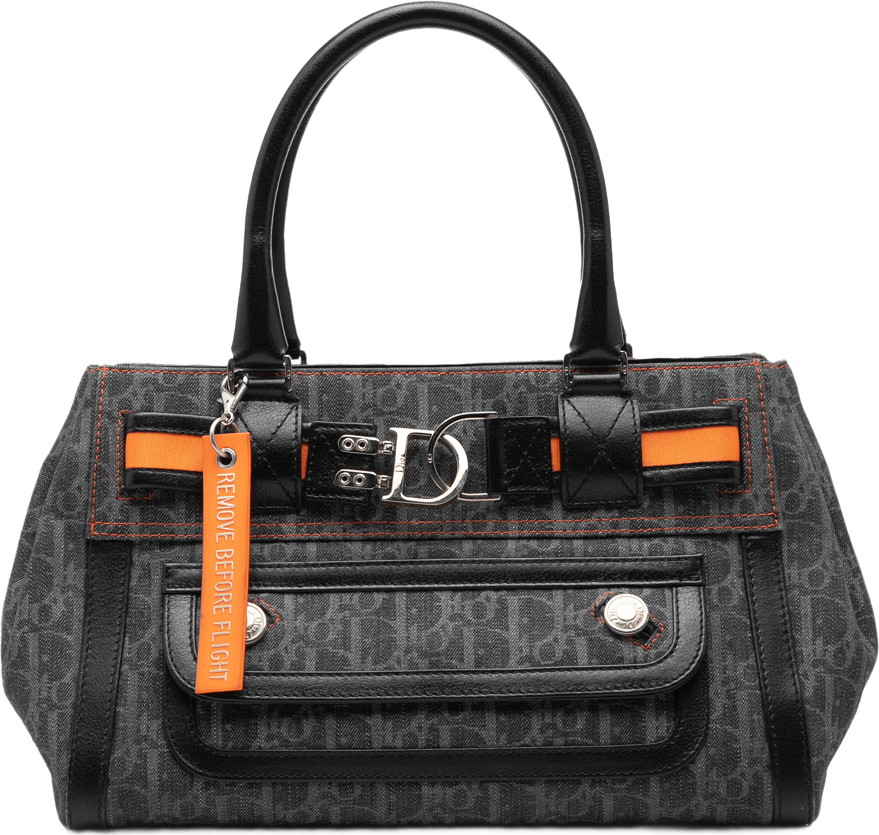 Dior Diorissimo Trotter Denim Flight Handle Bag, från Luxclusif, i färgen blå.