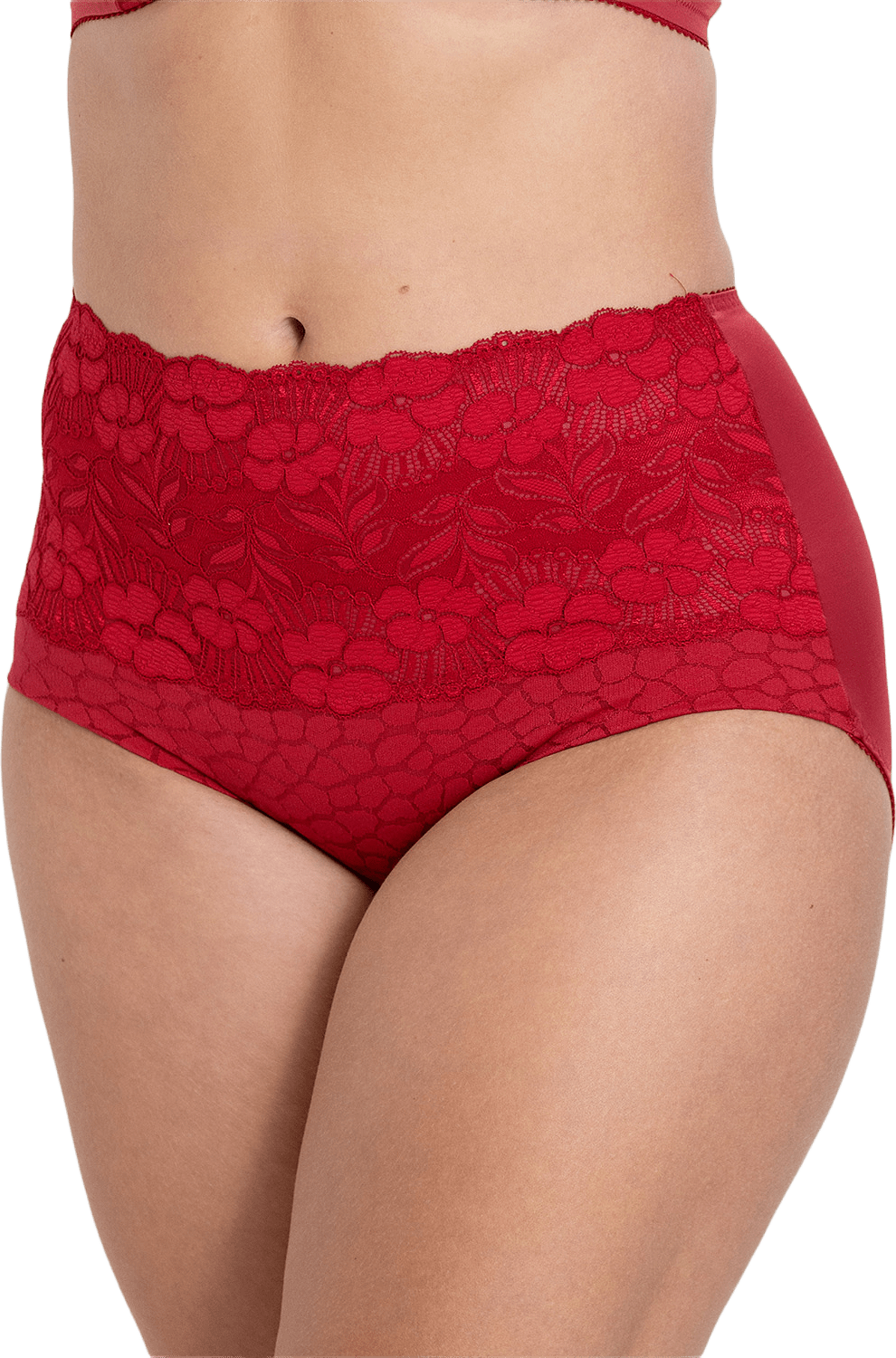 Jacquard & Lace Trosgördel, från Miss Mary of Sweden, i färgen röd.