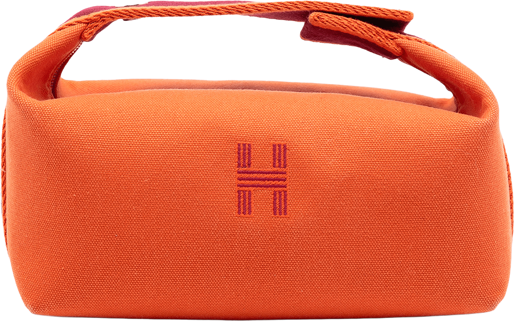 Hermès Small Toile Bride A Brac Case, från Luxclusif, i färgen dark orange.