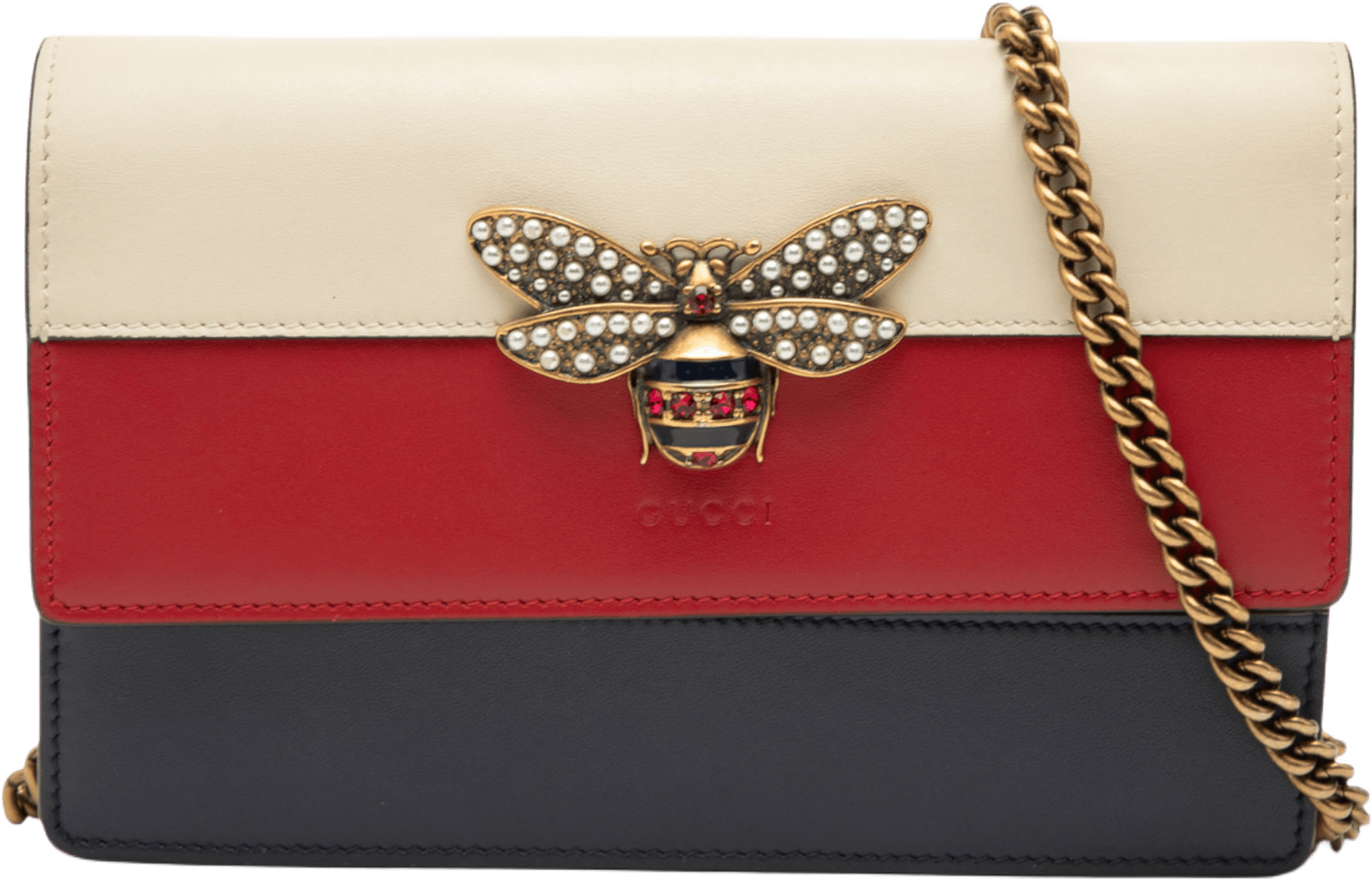 Gucci Calfskin Queen Margaret Wallet On Chain, från Luxclusif, i färgen red.