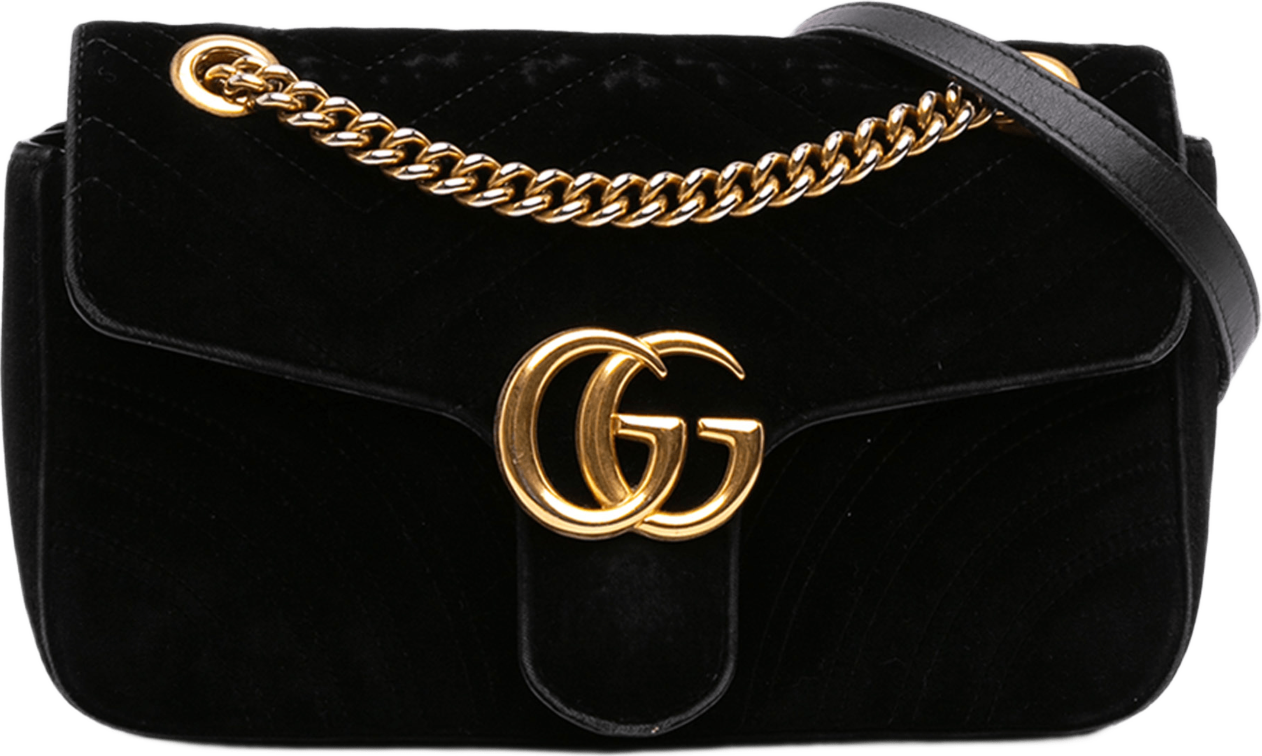 Gucci Medium Gg Marmont Matelasse Velvet Shoulder Bag, från Luxclusif, i färgen svart.