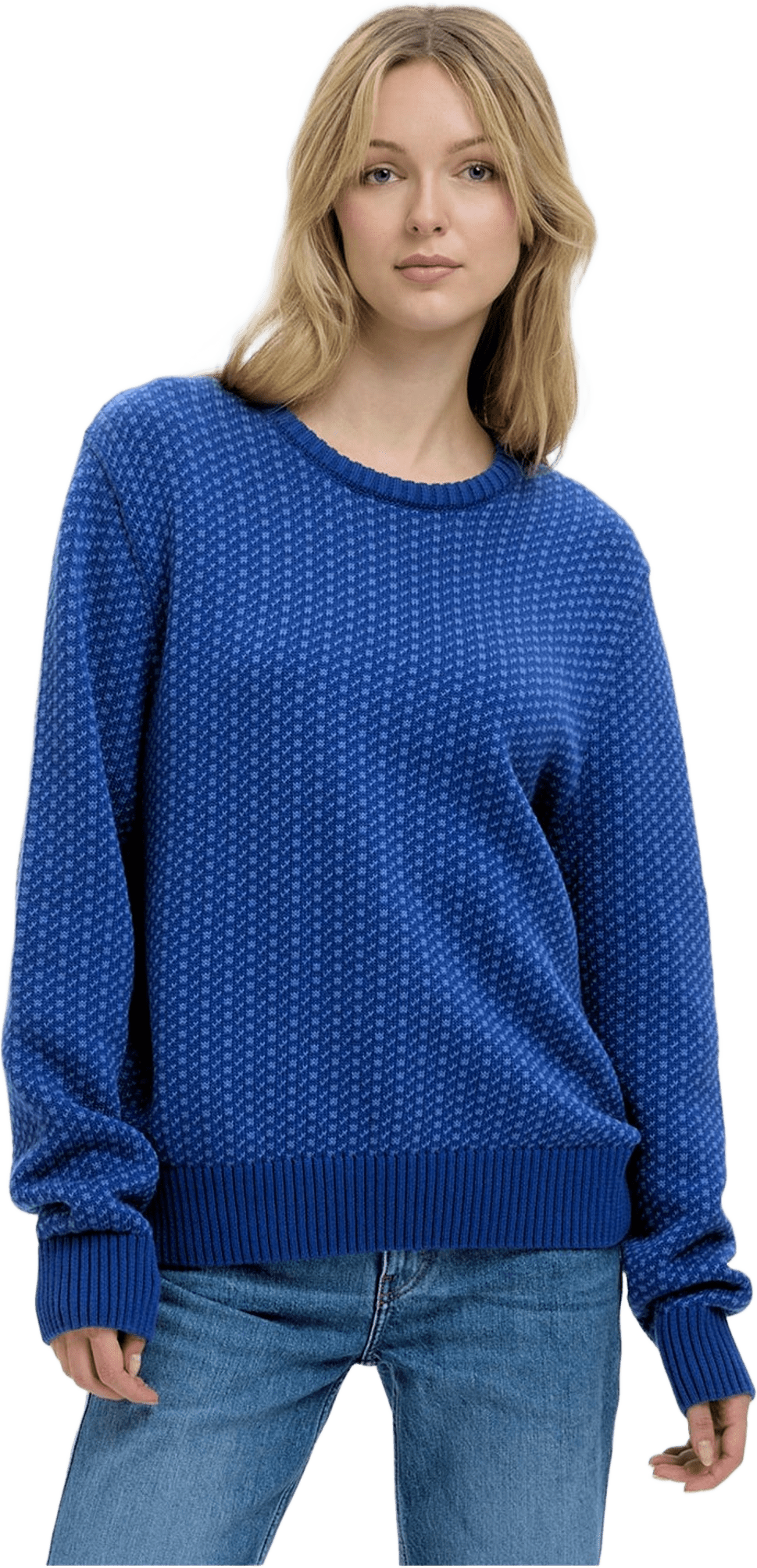 Olga Stickad  Beige, från emmamalena, i färgen blå.