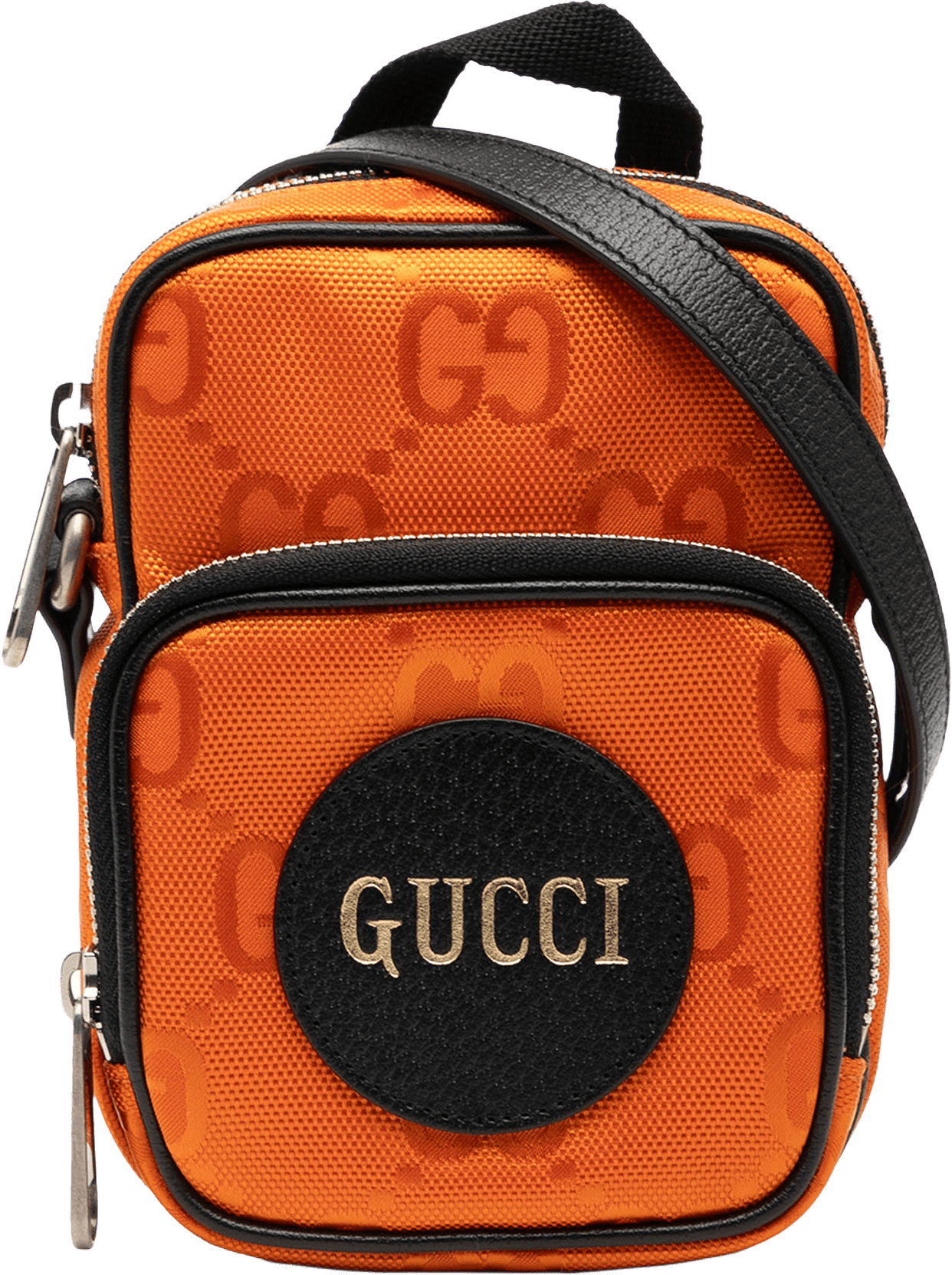Gucci Mini Gg Nylon Off The Grid Satchel, från Luxclusif, i färgen orange.