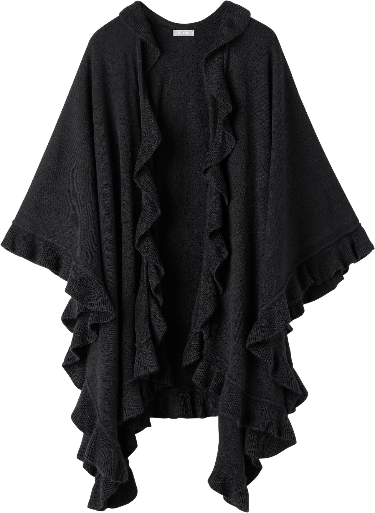 Poncho med volanger SILJA, från Å WOMAN, i färgen Black.