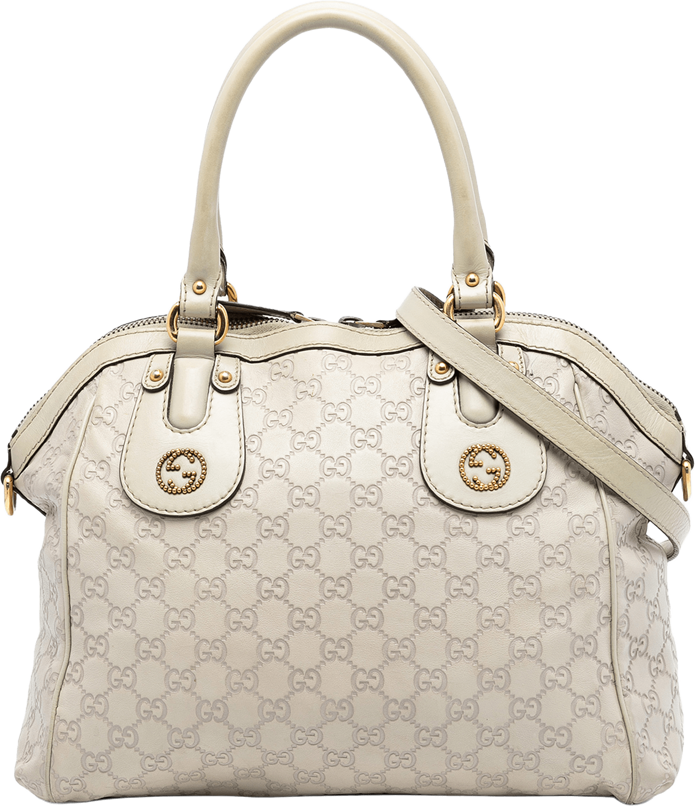 Gucci Medium Guccissima Scarlett Satchel, från Luxclusif, i färgen beige.
