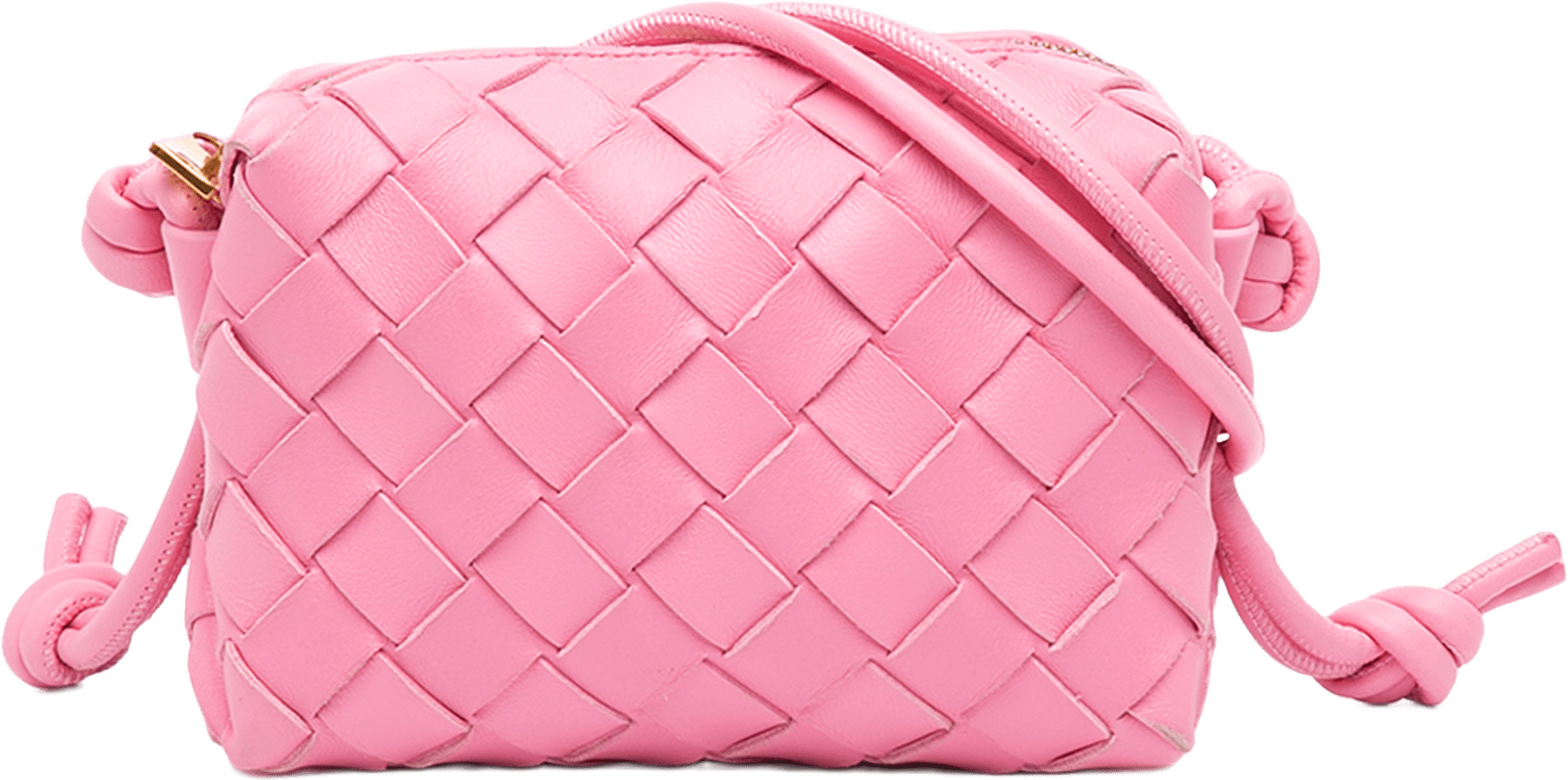 Bottega Veneta Candy Lambskin Intrecciato Loop Camera Bag, från Luxclusif, i färgen rosa.