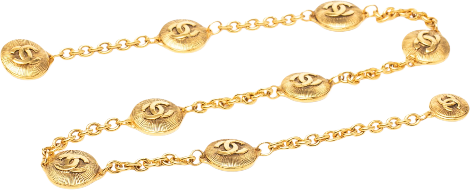 Chanel Cc Gold Plated Medallion Chain Belt, från Luxclusif, i färgen gold.