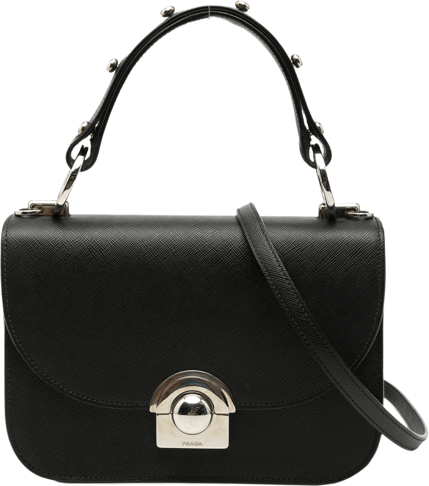 Prada Saffiano Lux Arcade Satchel, från Luxclusif, i färgen black.