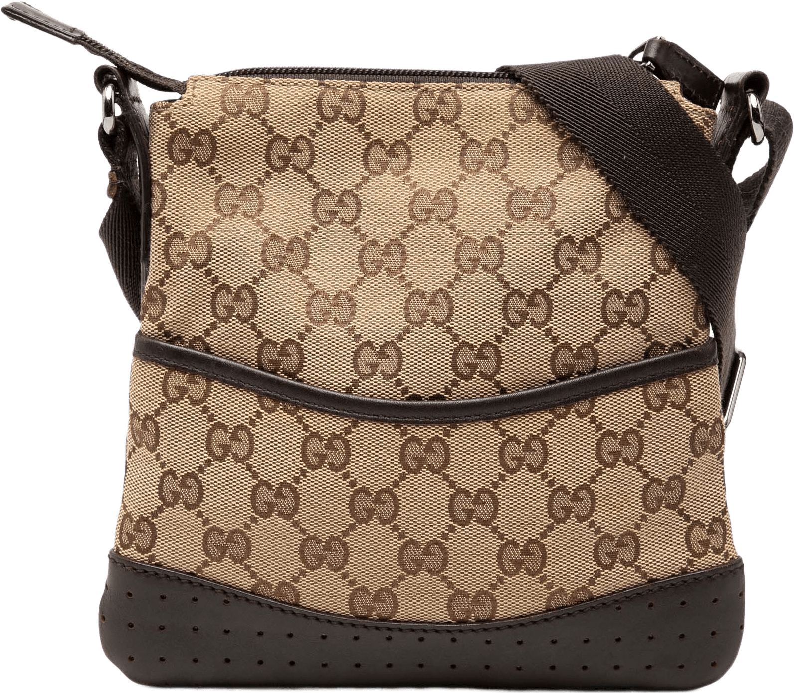 Gucci Small Gg Canvas Perforated Crossbody, från Luxclusif, i färgen beige.