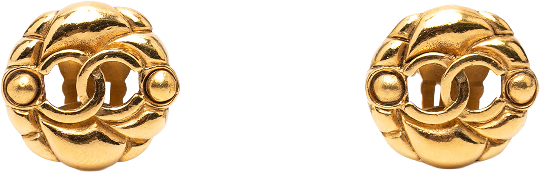 Chanel Gold Plated Cc Hollow Round Clip On Earrings, från Luxclusif, i färgen gold.